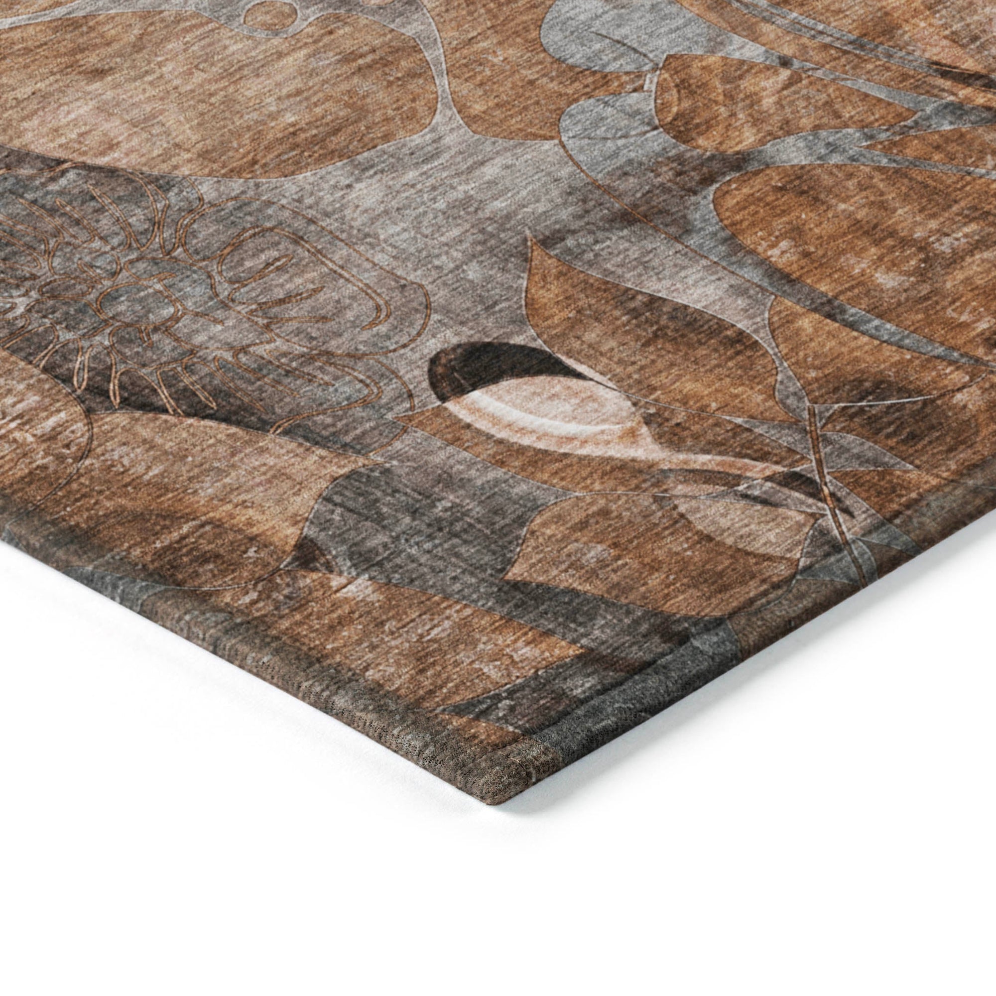 Addison Rugs Floral Orange Washable Indoor-Outdoor Rug