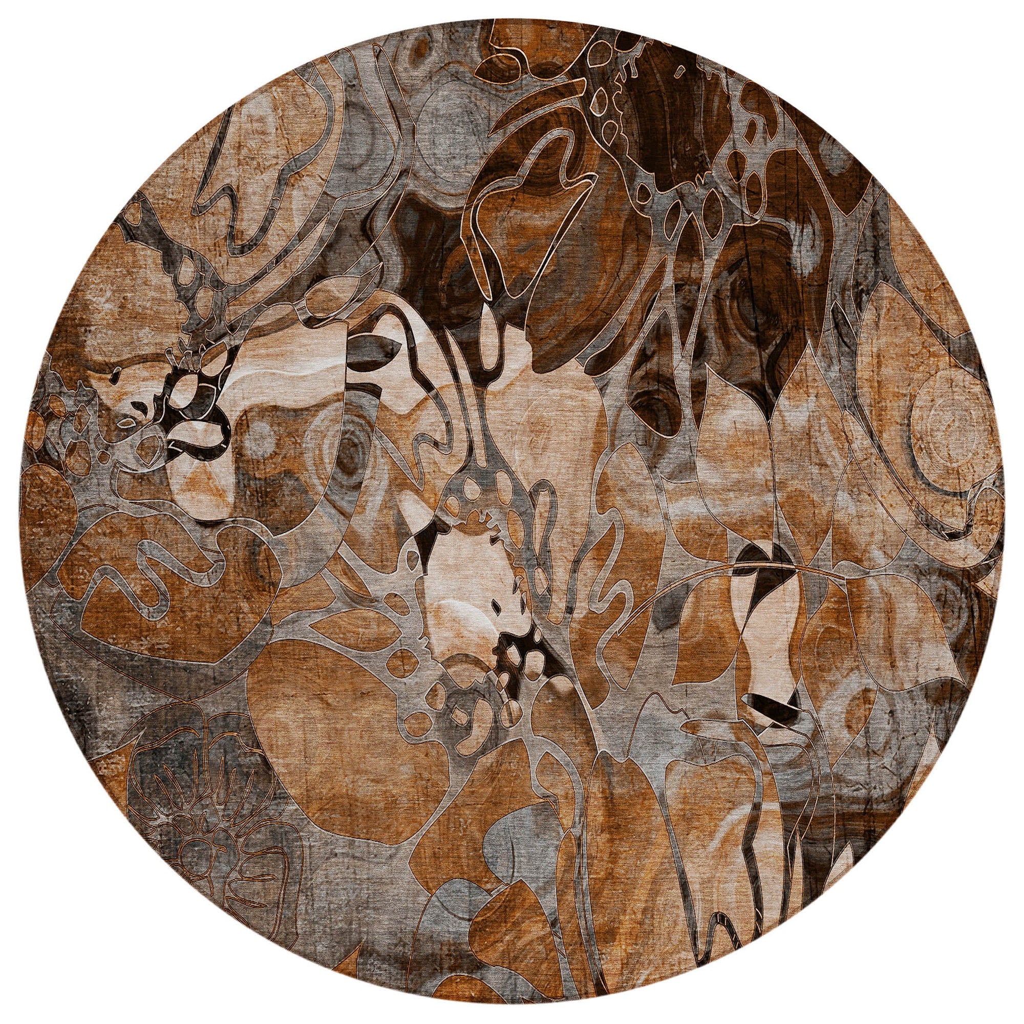 Addison Rugs Floral Orange Washable Indoor-Outdoor Rug