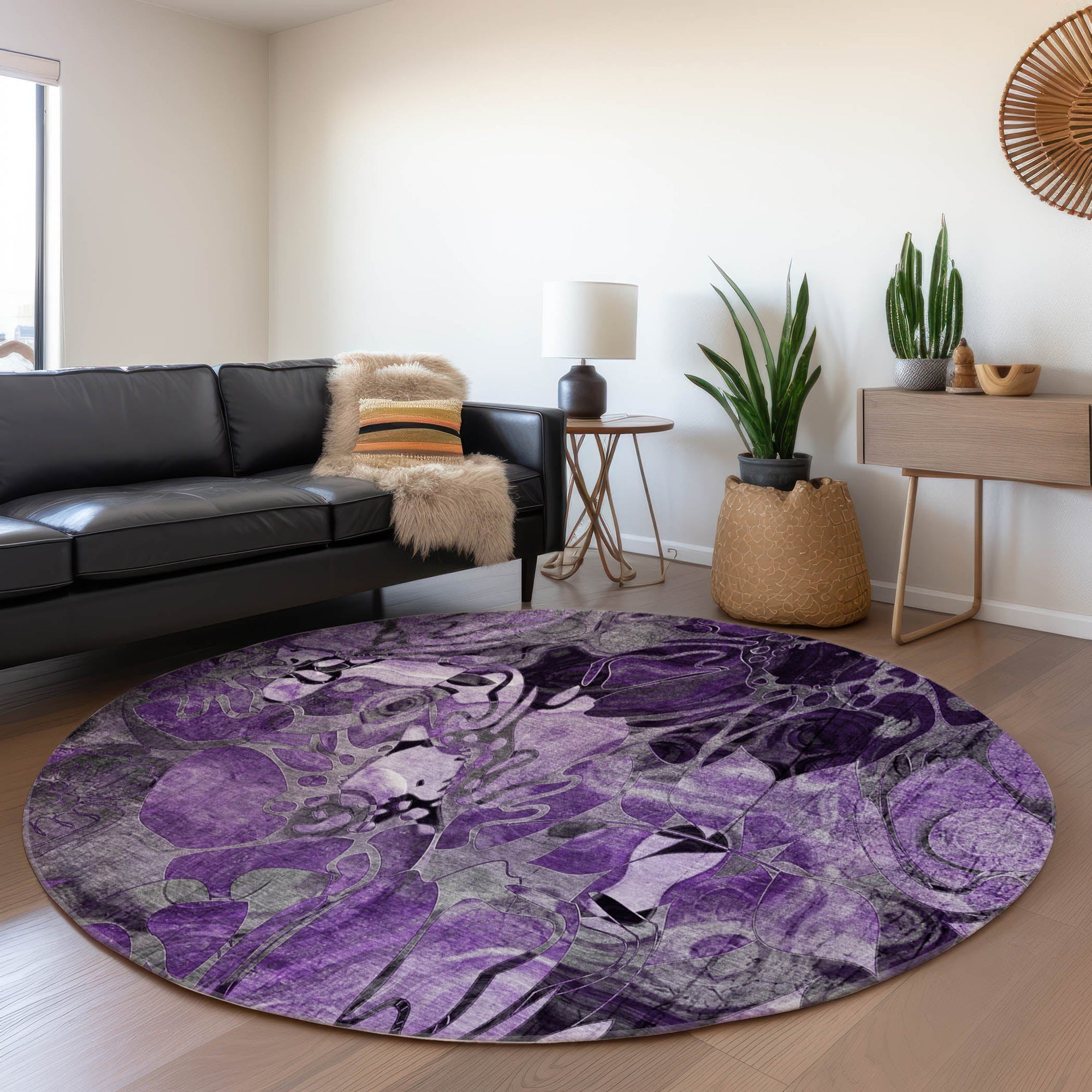 Addison Rugs Floral Purple Washable Indoor-Outdoor Rug