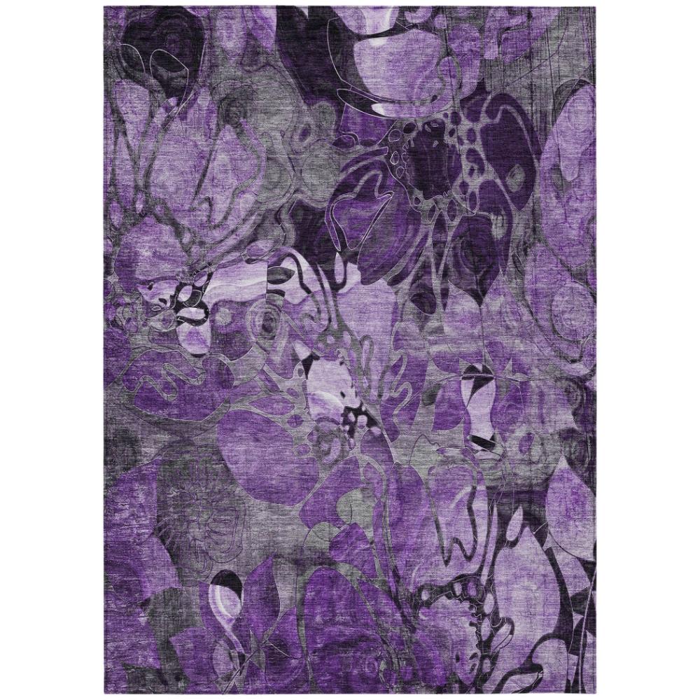 Addison Rugs Floral Purple Washable Indoor-Outdoor Rug