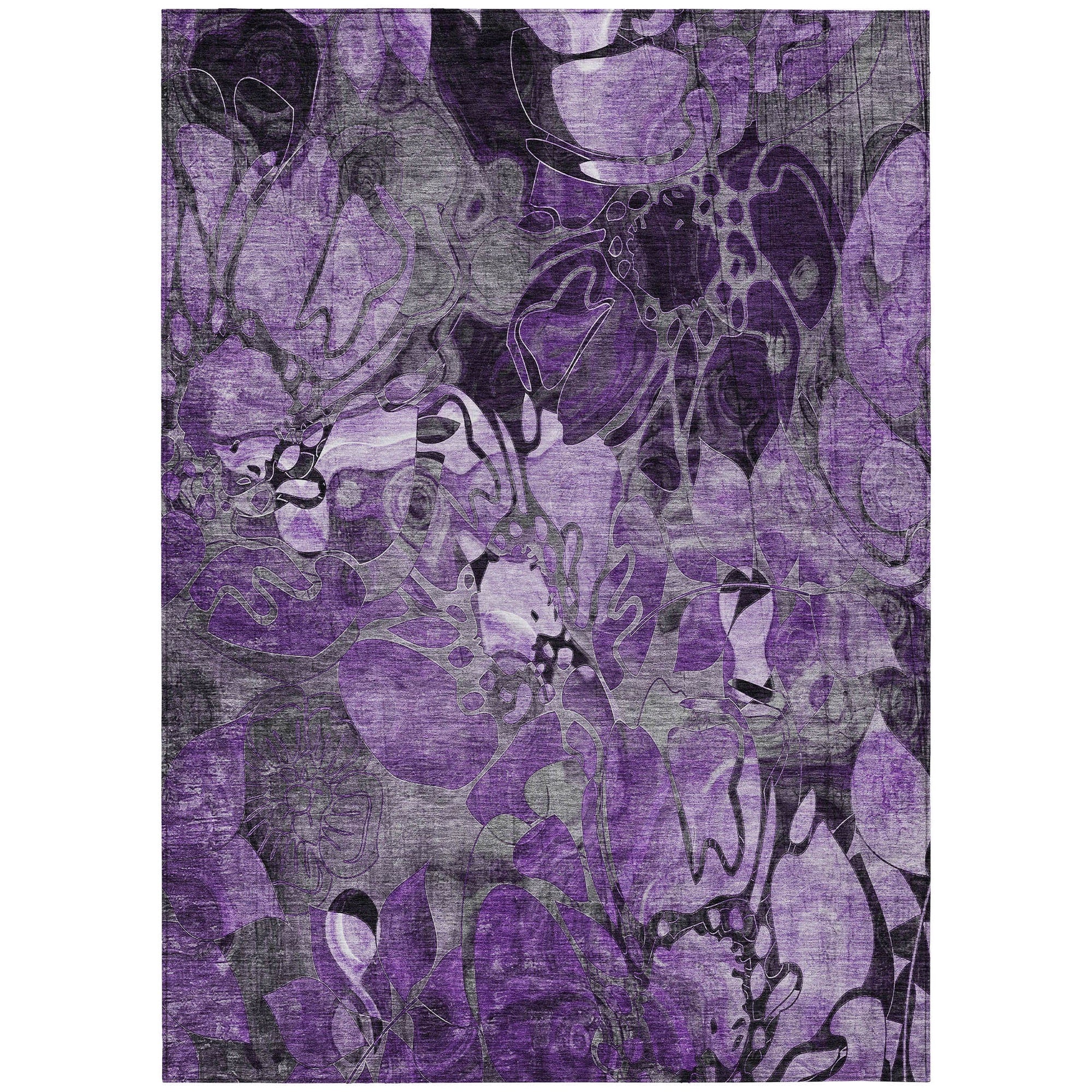 Addison Rugs Floral Purple Washable Indoor-Outdoor Rug