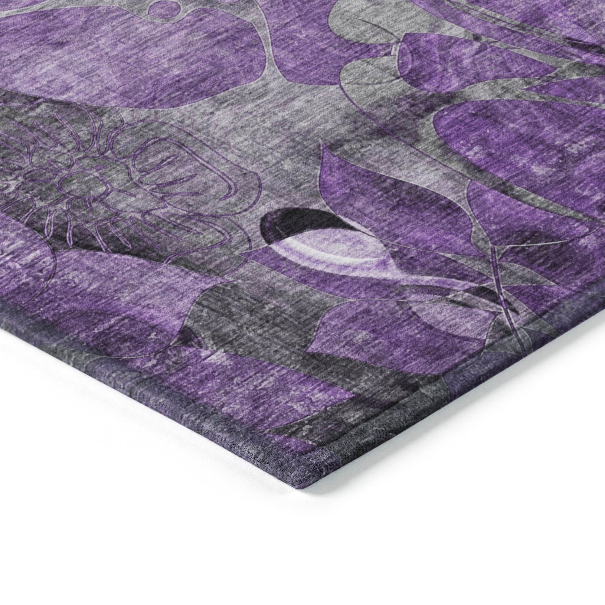 Addison Rugs Floral Purple Washable Indoor-Outdoor Rug