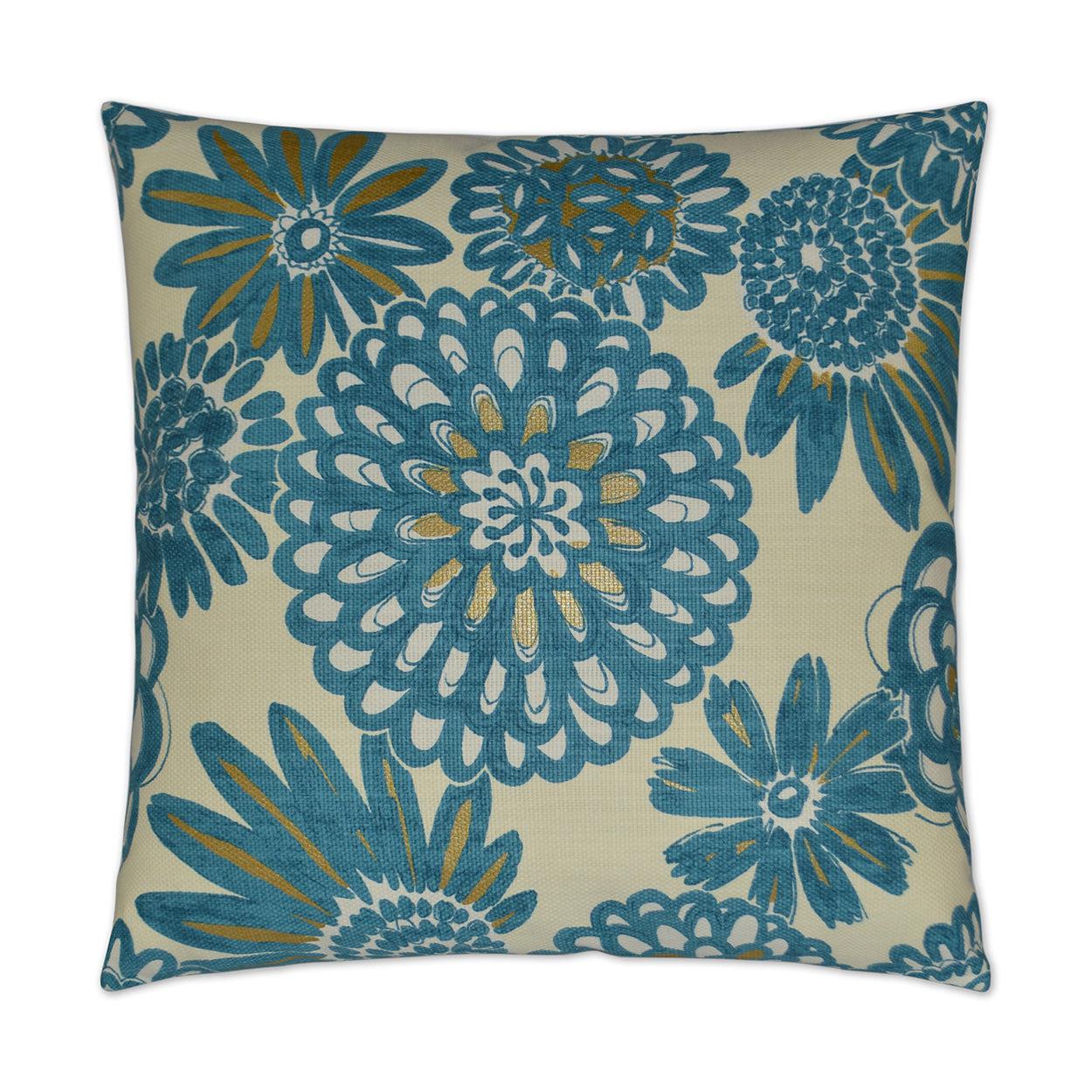 D.V. Kap Flower Pops Peacock Blue Throw Pillow With Insert