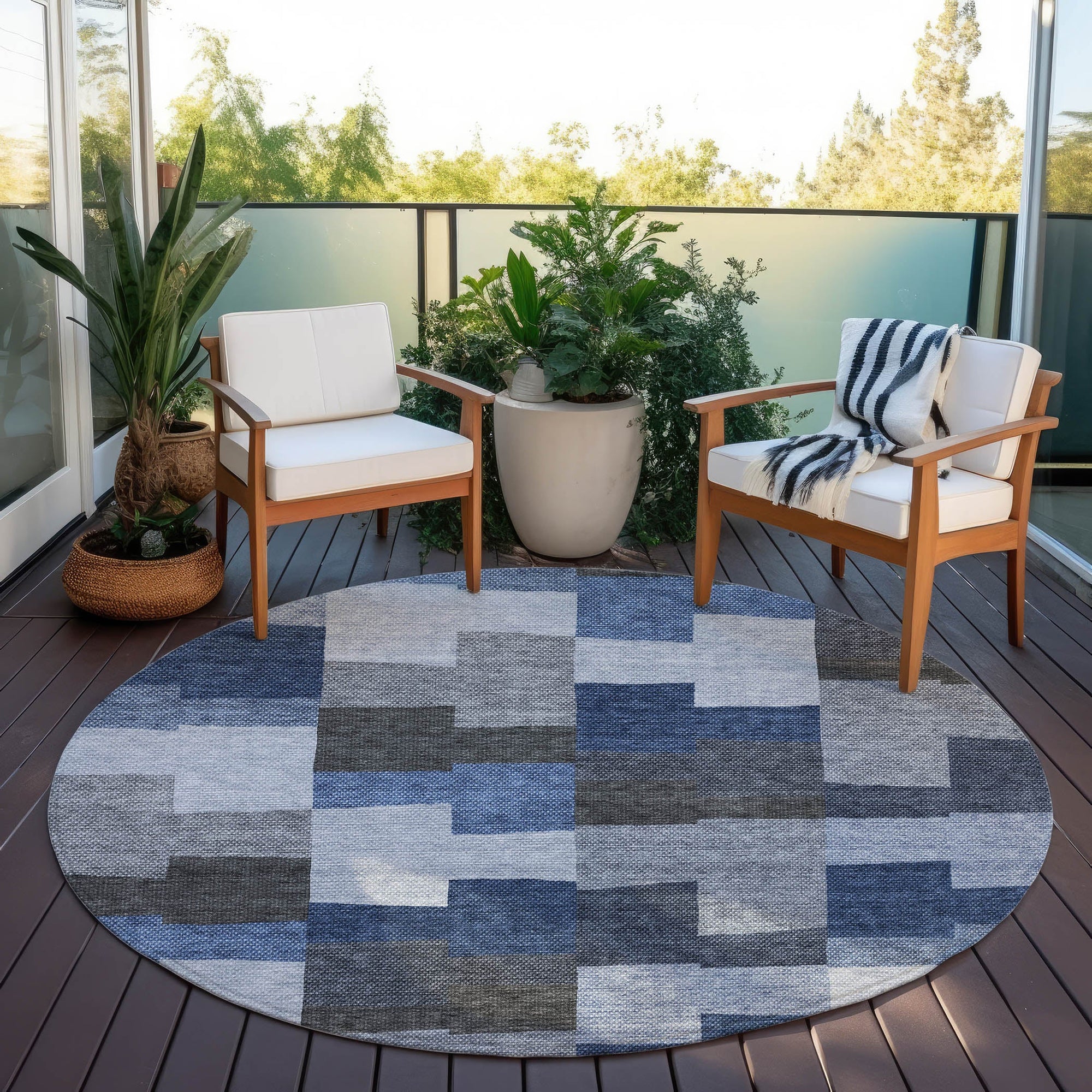 Addison Rugs Flowing Harmony Blue Washable Indoor-Outdoor Rug