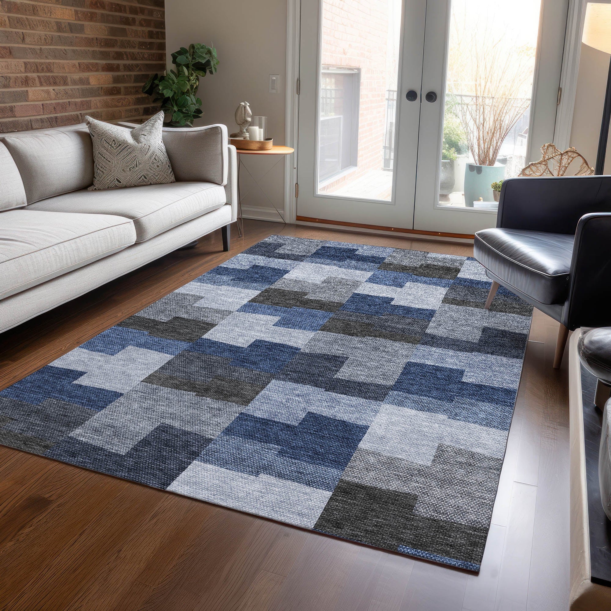 Addison Rugs Flowing Harmony Blue Washable Indoor-Outdoor Rug