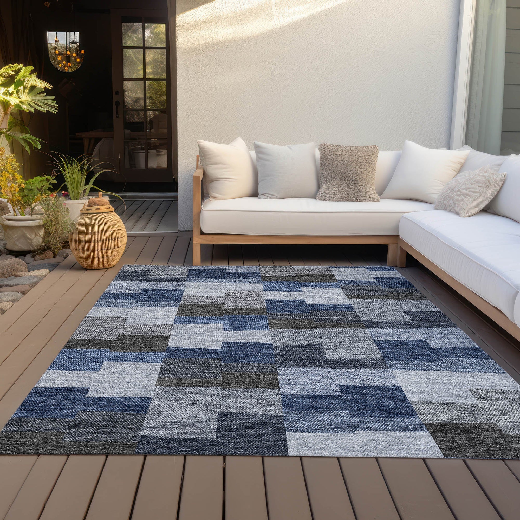 Addison Rugs Flowing Harmony Blue Washable Indoor-Outdoor Rug