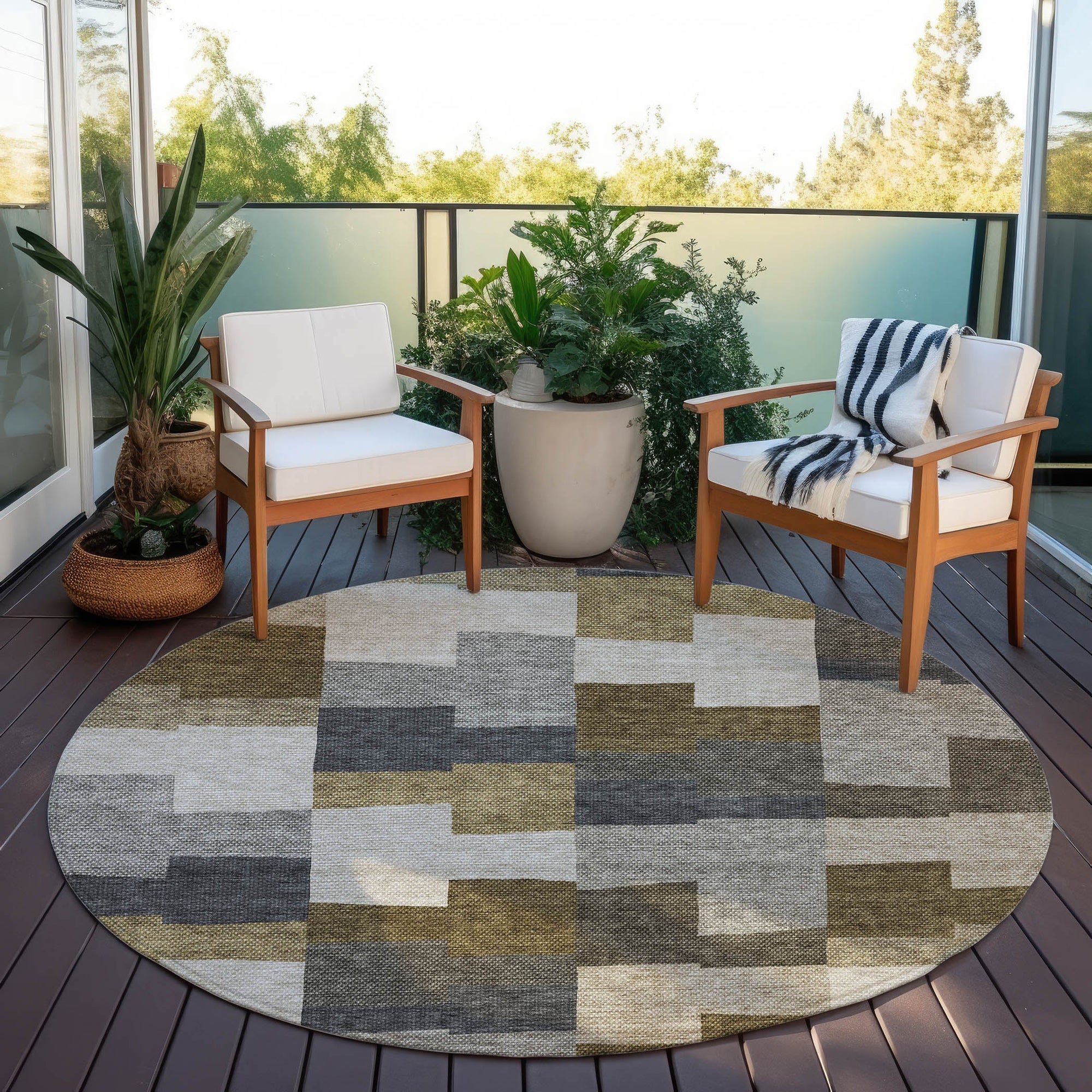 Addison Rugs Flowing Harmony Brown Washable Indoor-Outdoor Rug