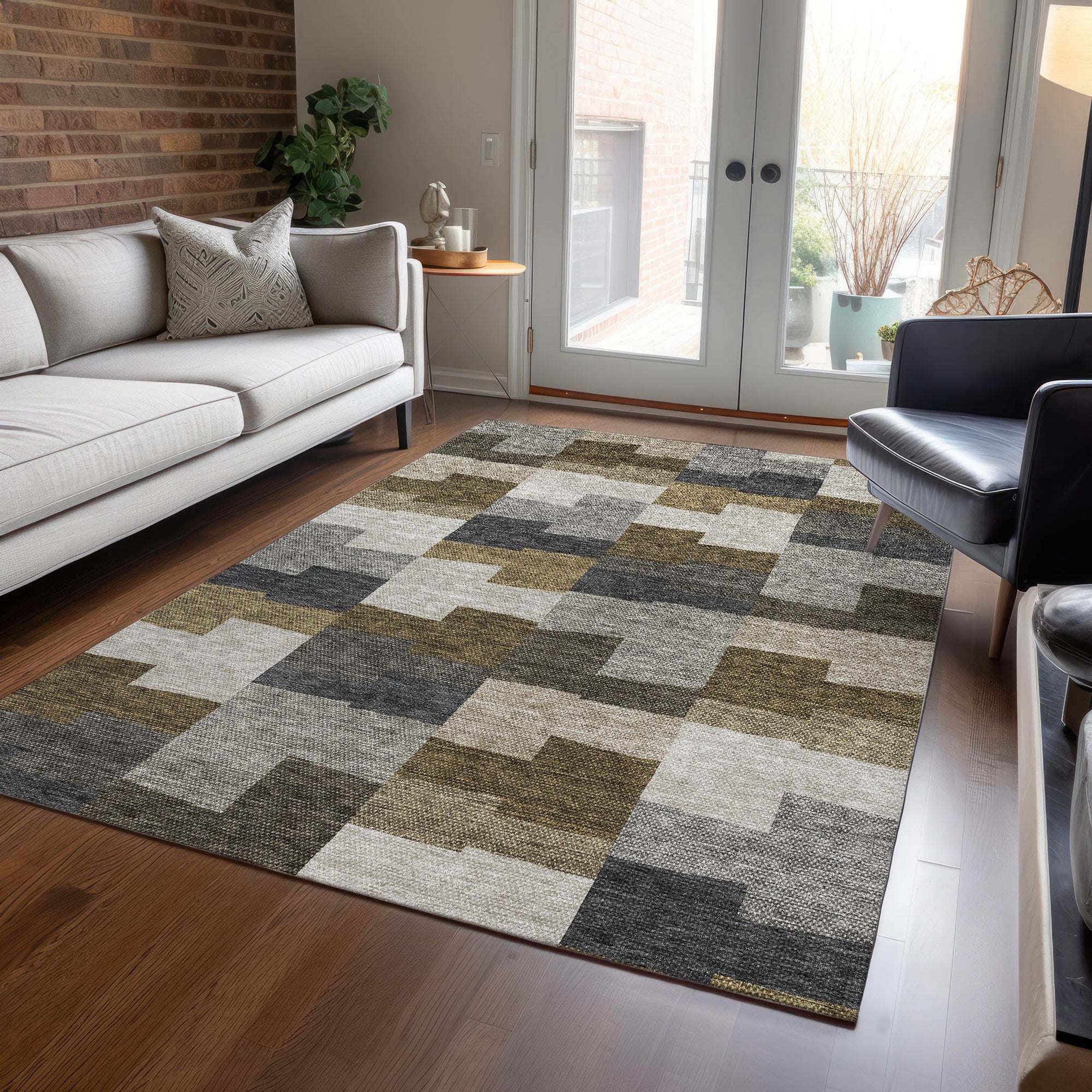 Addison Rugs Flowing Harmony Brown Washable Indoor-Outdoor Rug