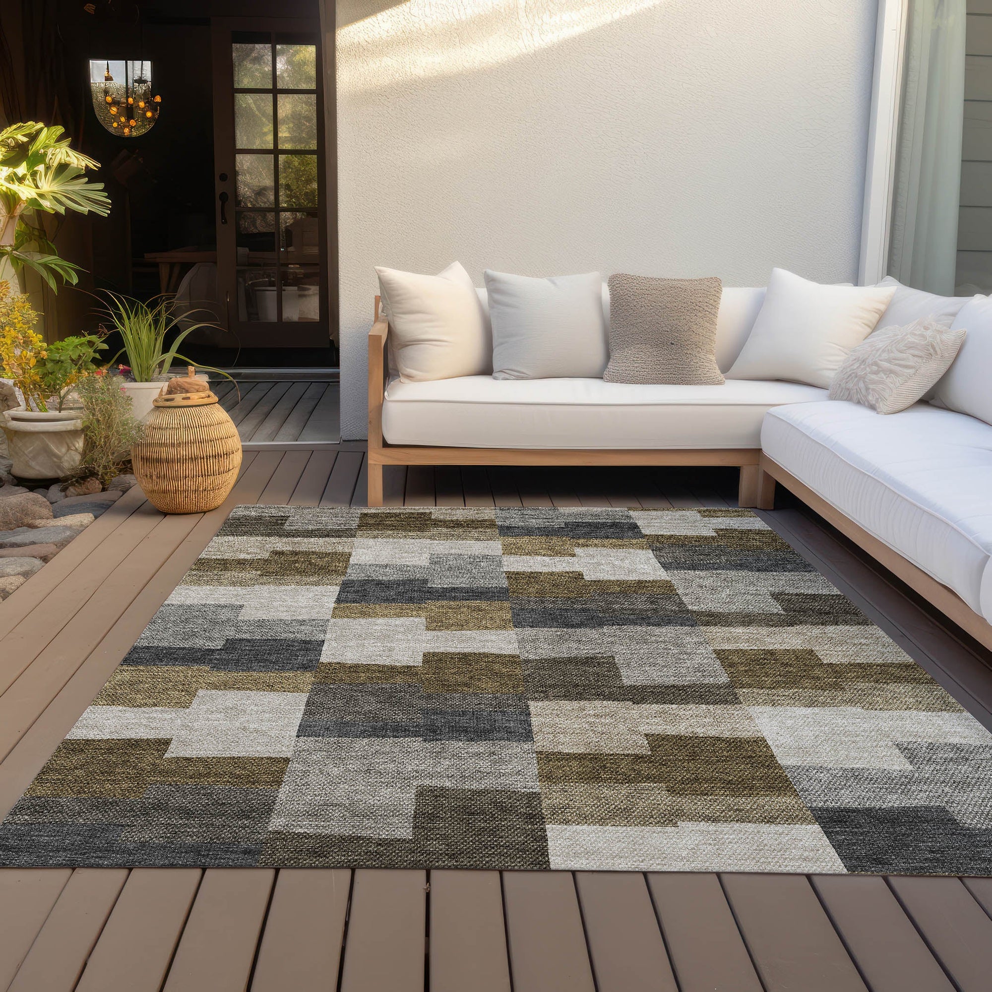 Addison Rugs Flowing Harmony Brown Washable Indoor-Outdoor Rug