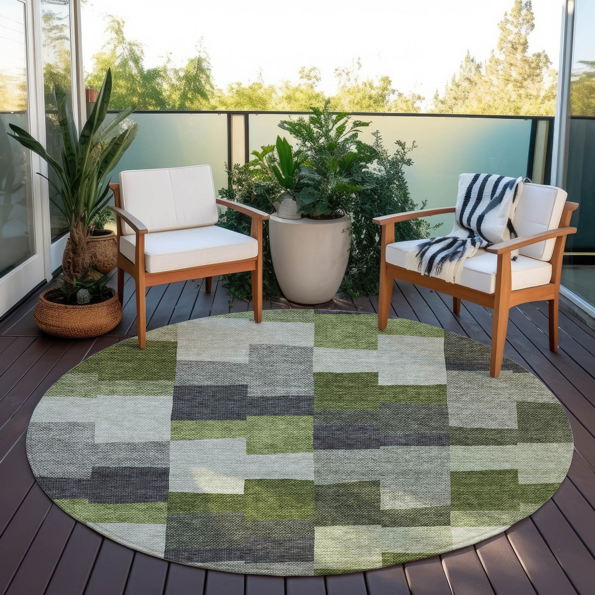 Addison Rugs Flowing Harmony Green Washable Indoor-Outdoor Rug