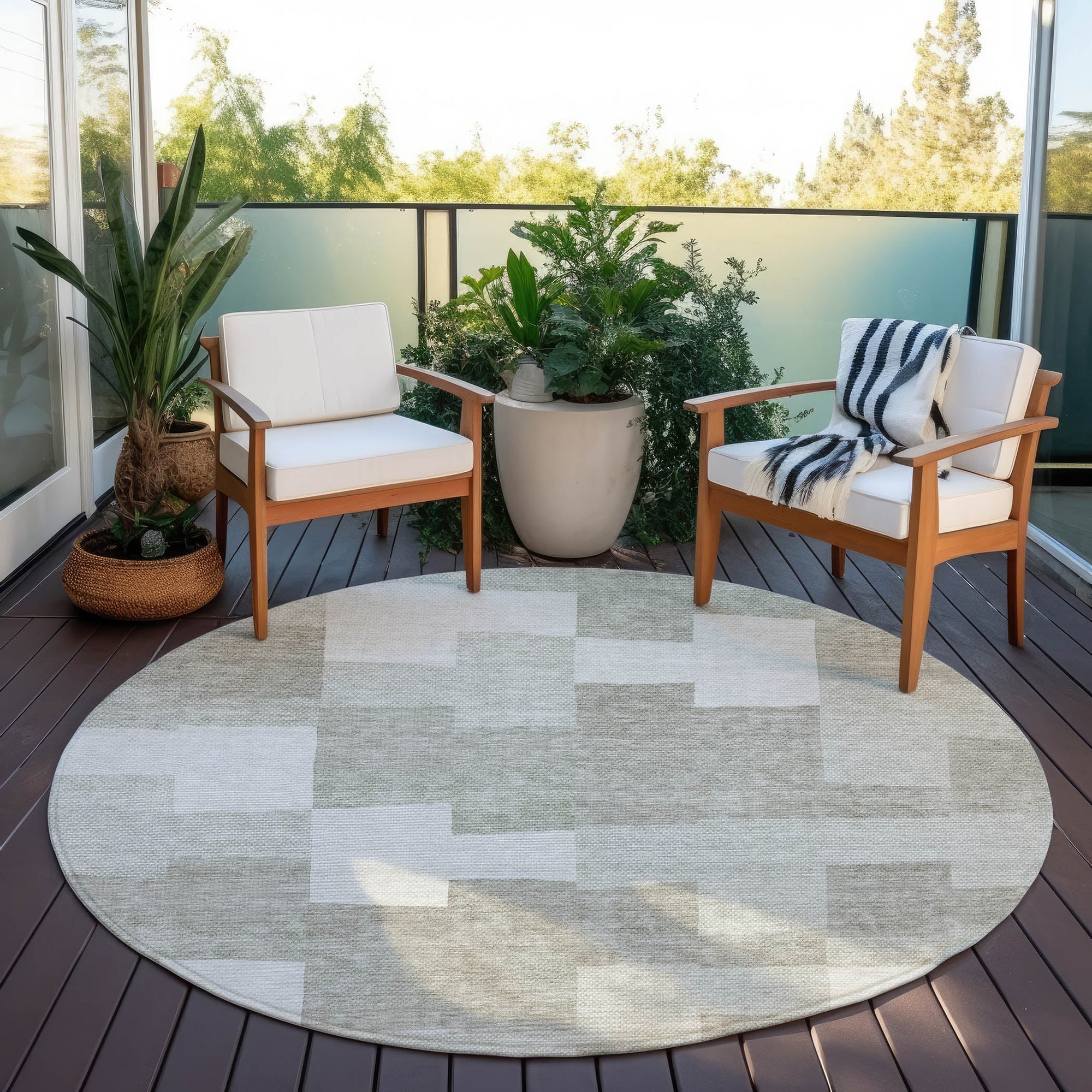 Addison Rugs Flowing Harmony Taupe Washable Indoor-Outdoor Rug