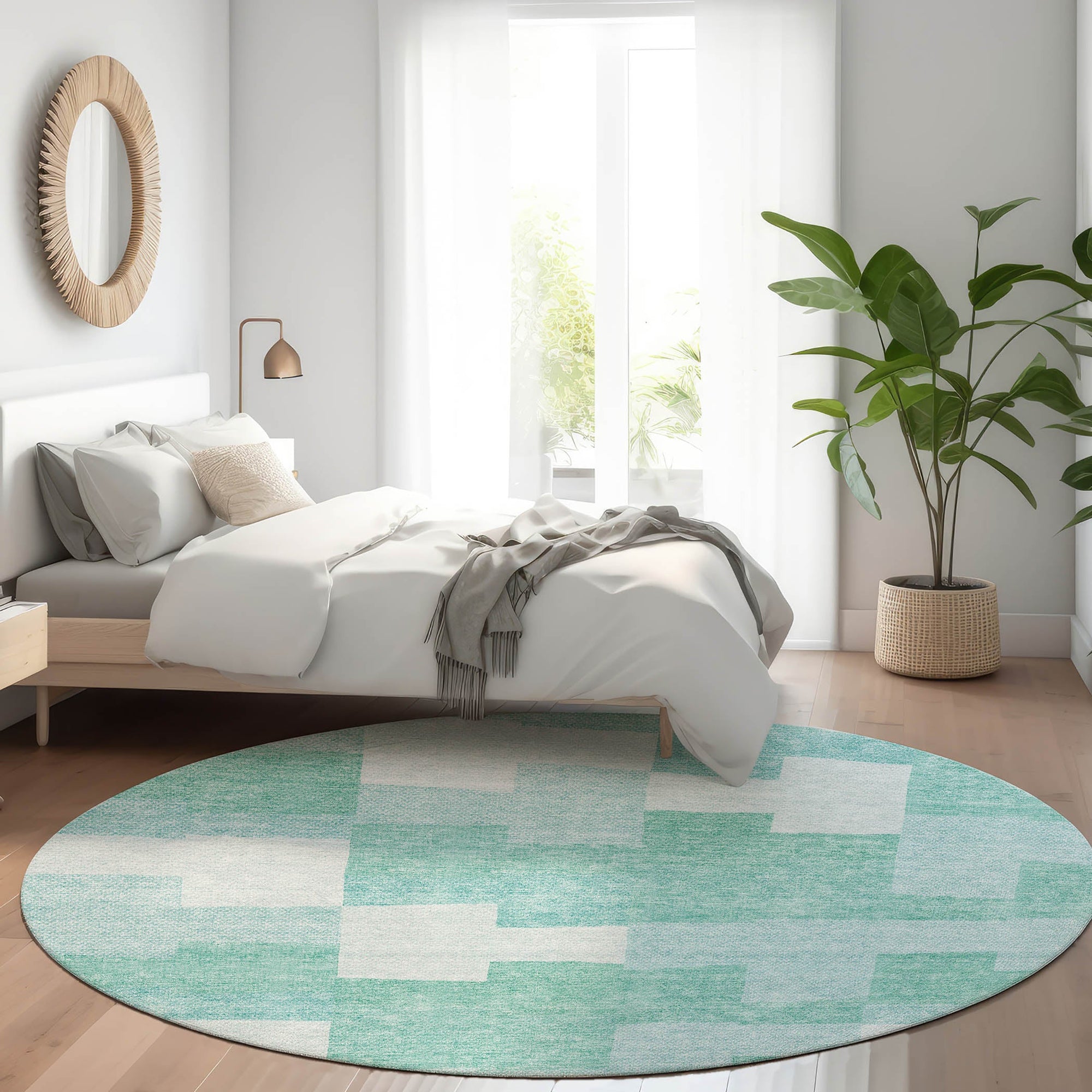 Addison Rugs Flowing Harmony Teal Washable Indoor-Outdoor Rug
