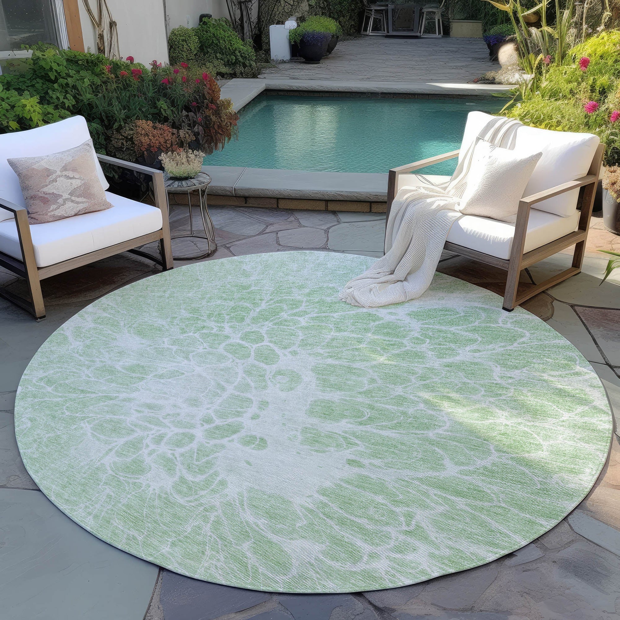 Addison Rugs Fluid Drift Green Washable Indoor-Outdoor Rug