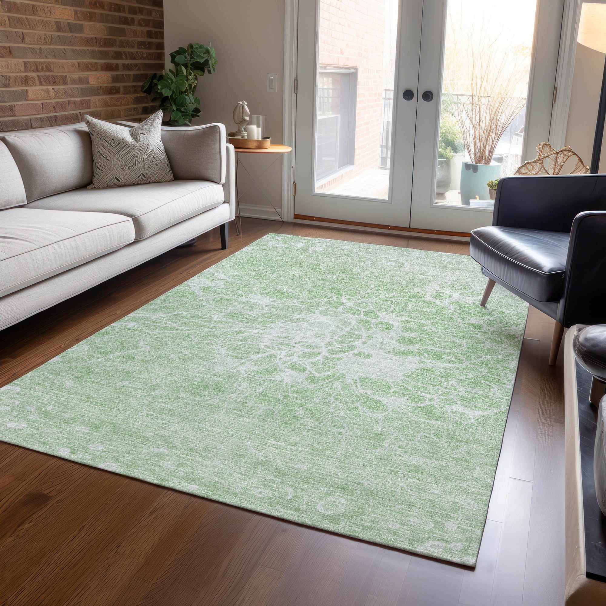 Addison Rugs Fluid Drift Green Washable Indoor-Outdoor Rug