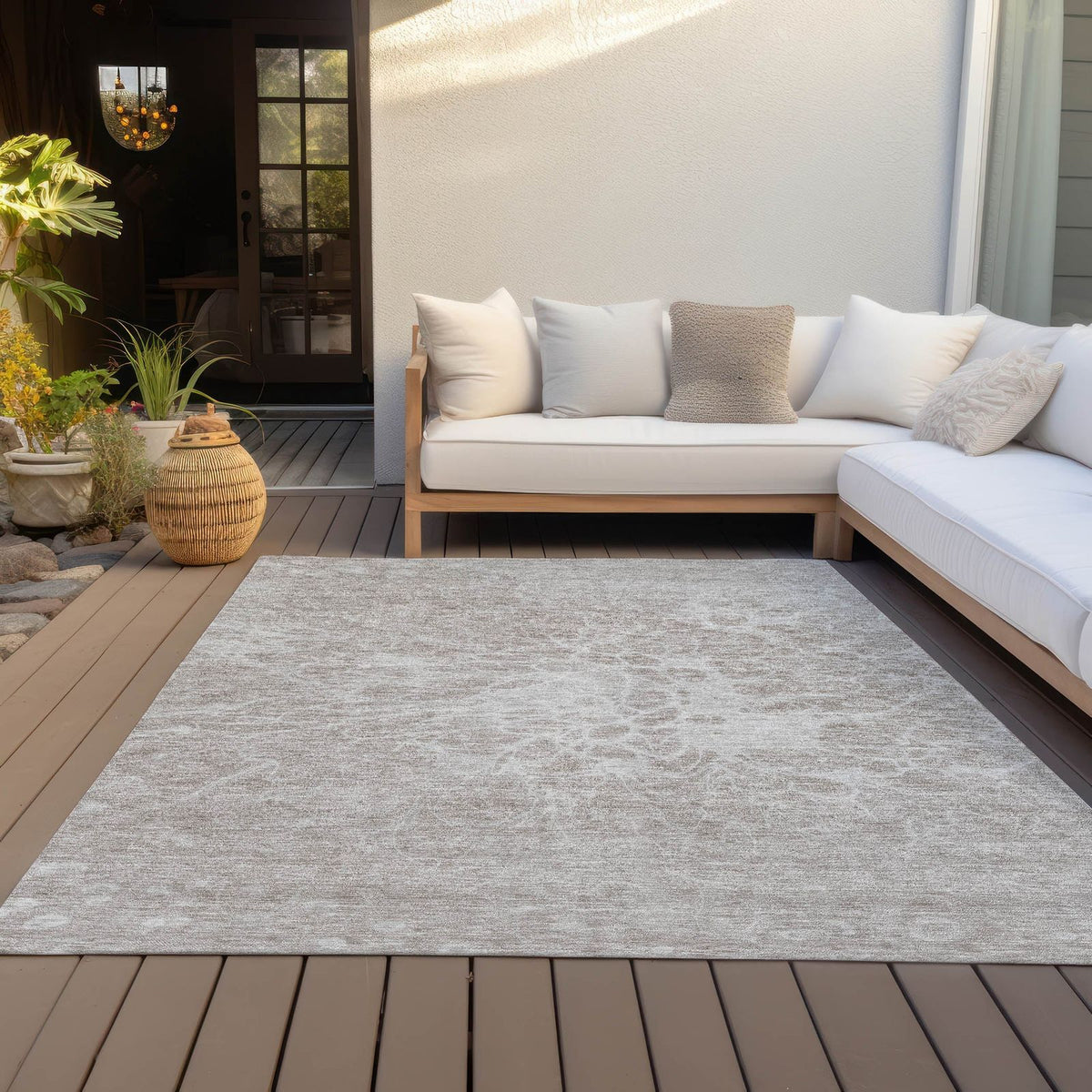 Addison Rugs Fluid Drift Taupe Washable Indoor-Outdoor Rug