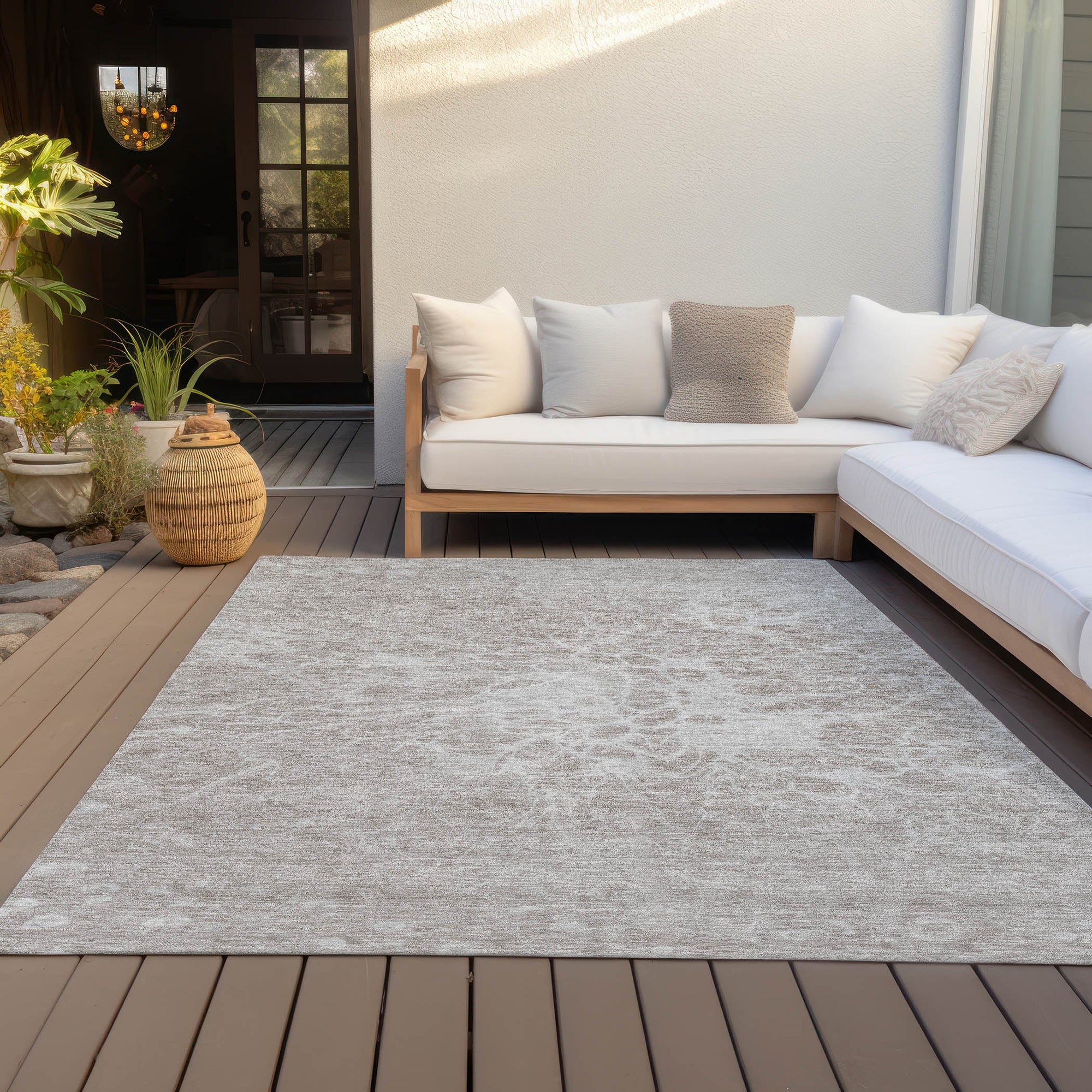 Addison Rugs Fluid Drift Taupe Washable Indoor-Outdoor Rug