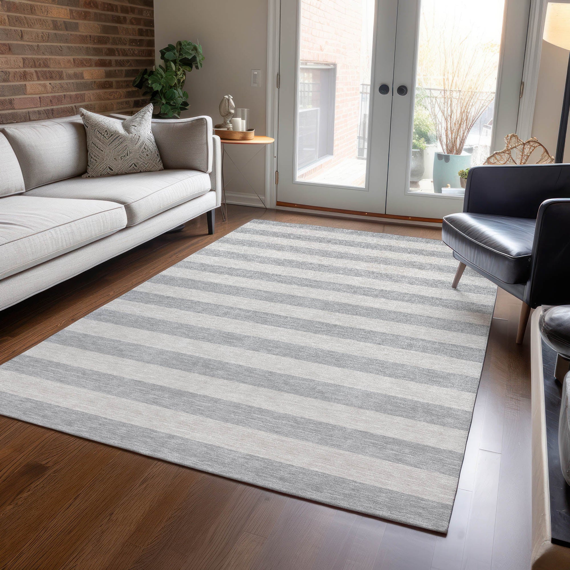 Addison Rugs Fluid Mirage Pewter Washable Indoor-Outdoor Rug