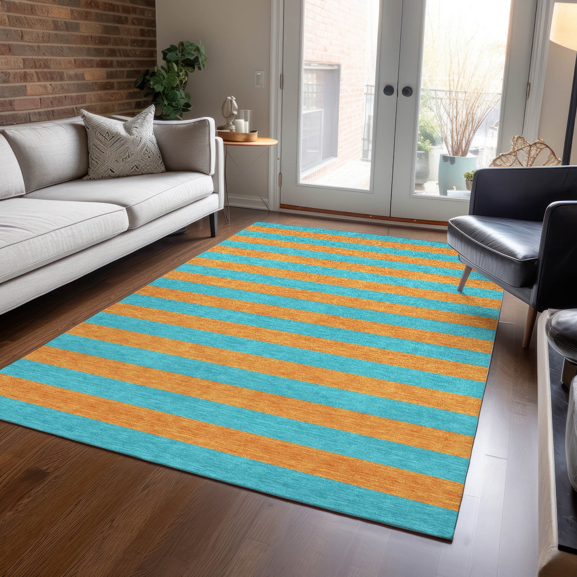 Addison Rugs Fluid Mirage Teal Washable Indoor-Outdoor Rug