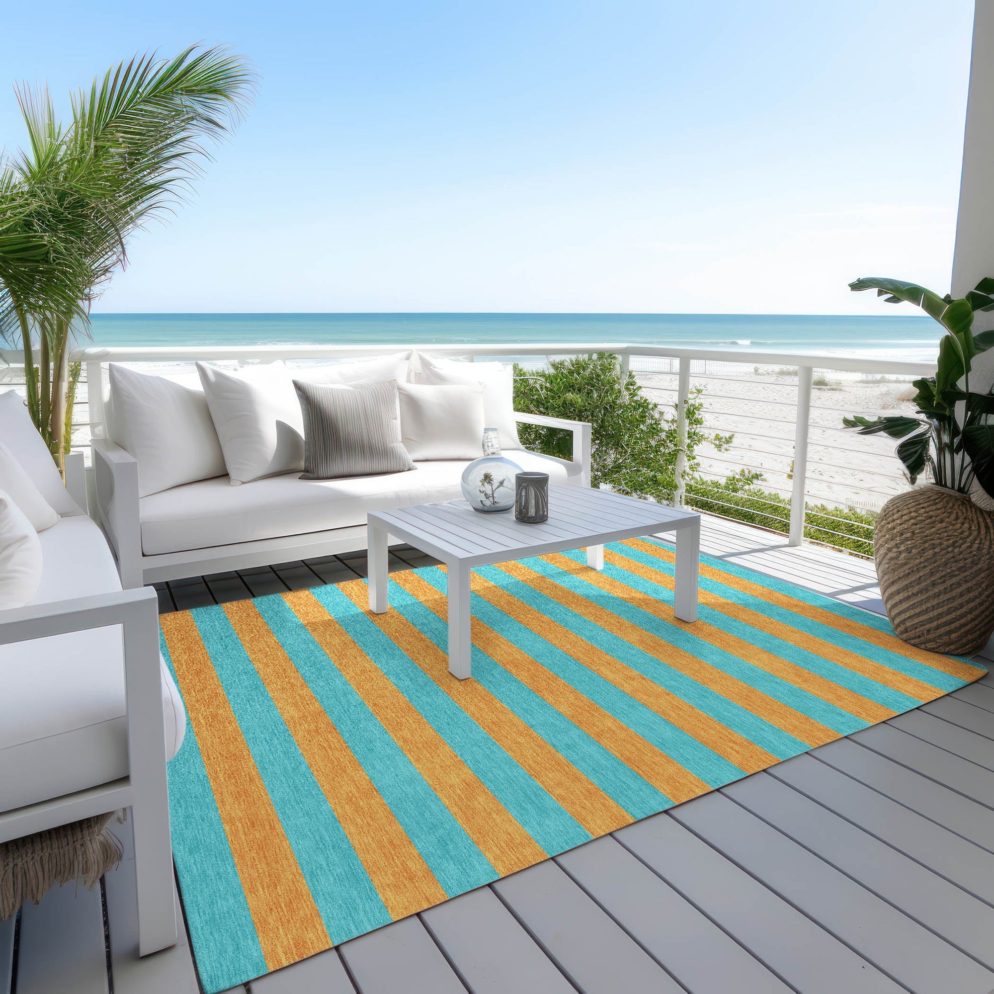 Addison Rugs Fluid Mirage Teal Washable Indoor-Outdoor Rug