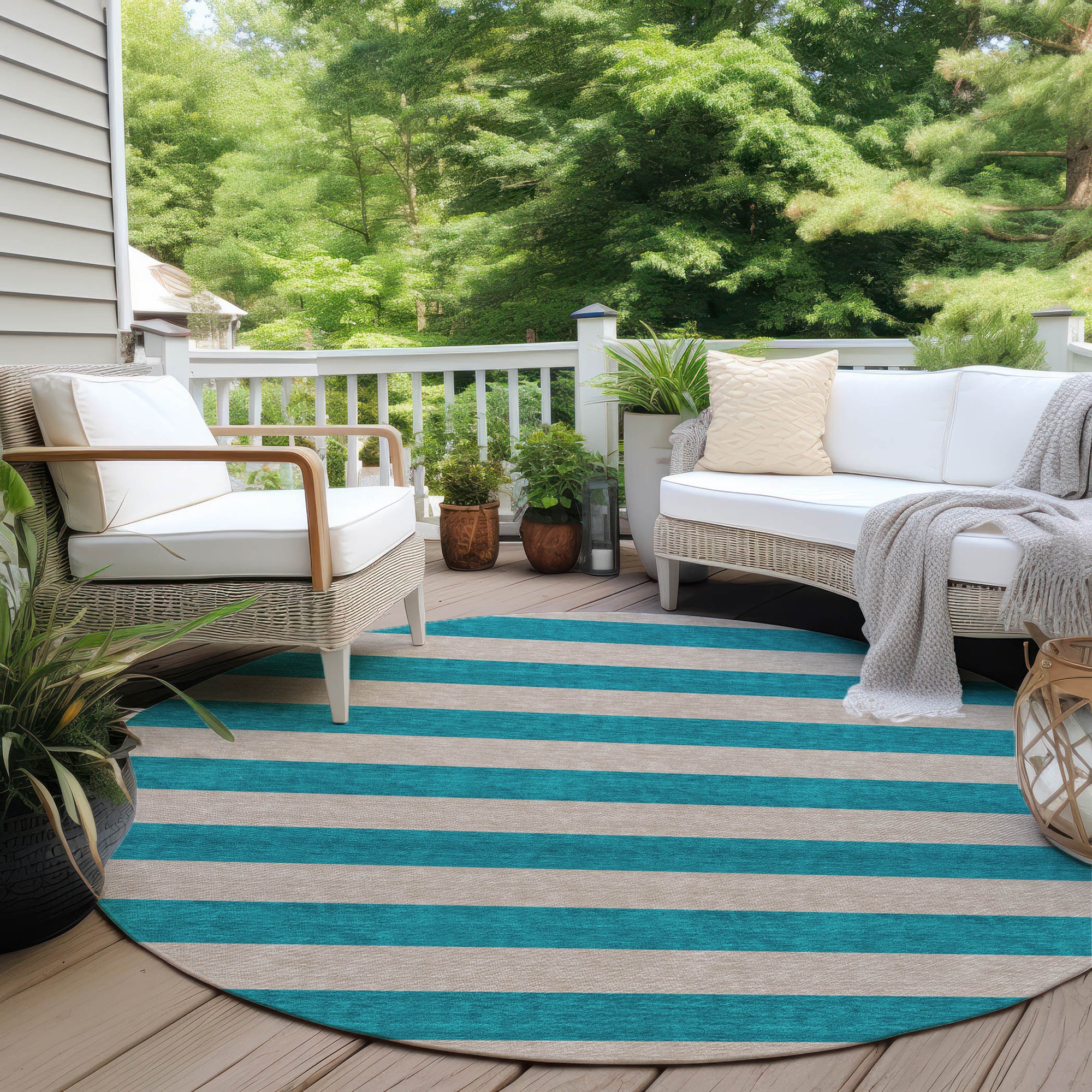 Addison Rugs Fluid Mirage Turquoise Washable Indoor-Outdoor Rug