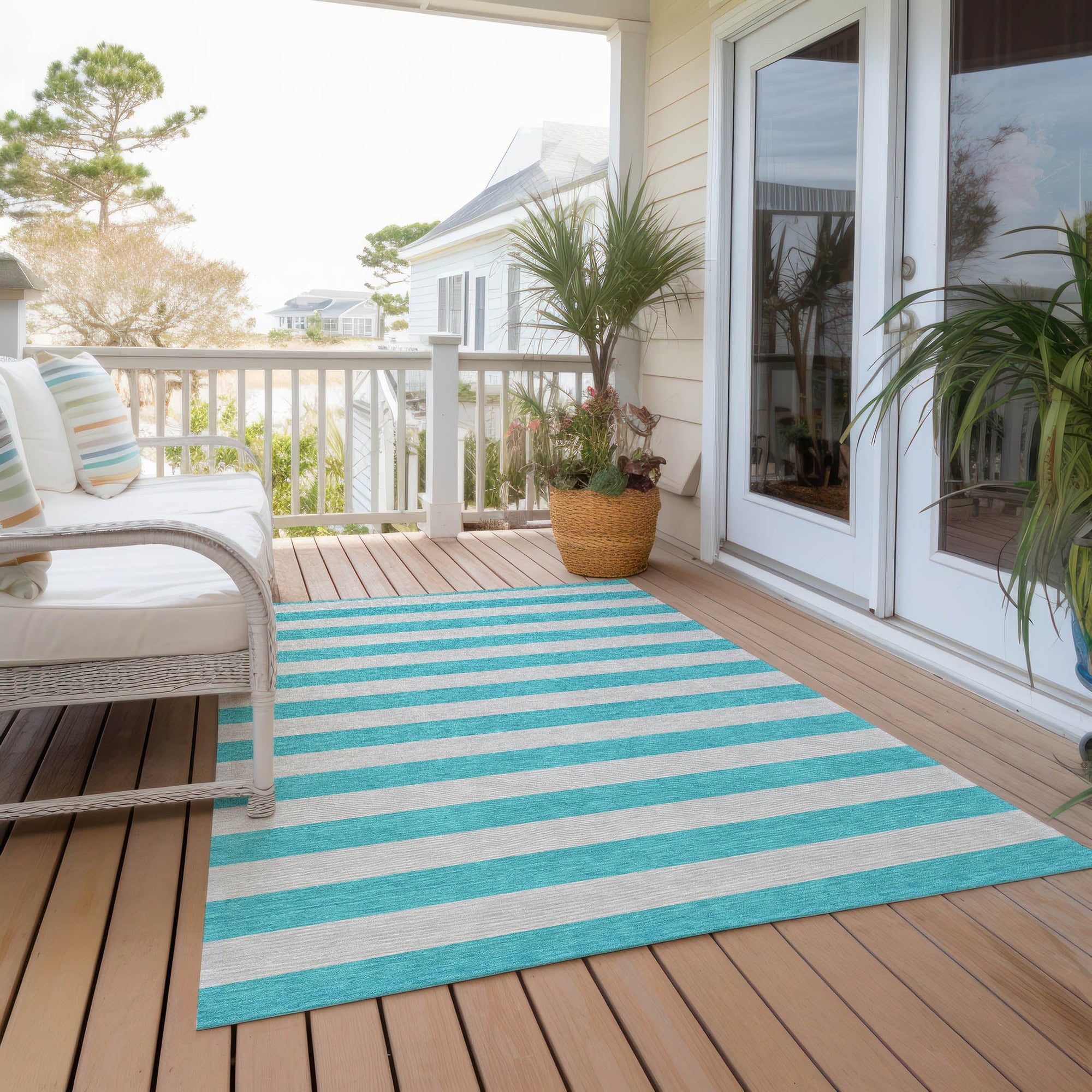 Addison Rugs Fluid Mirage Turquoise Washable Indoor-Outdoor Rug