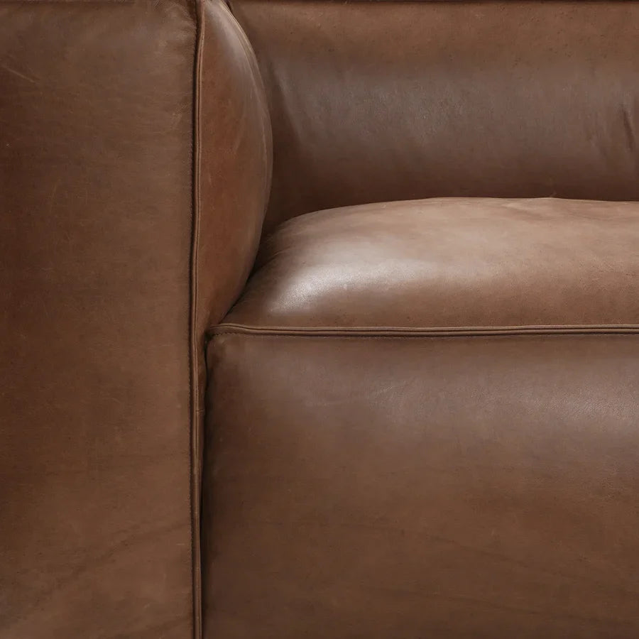 Contemporary Leather Club Sofa 100&quot; Wide