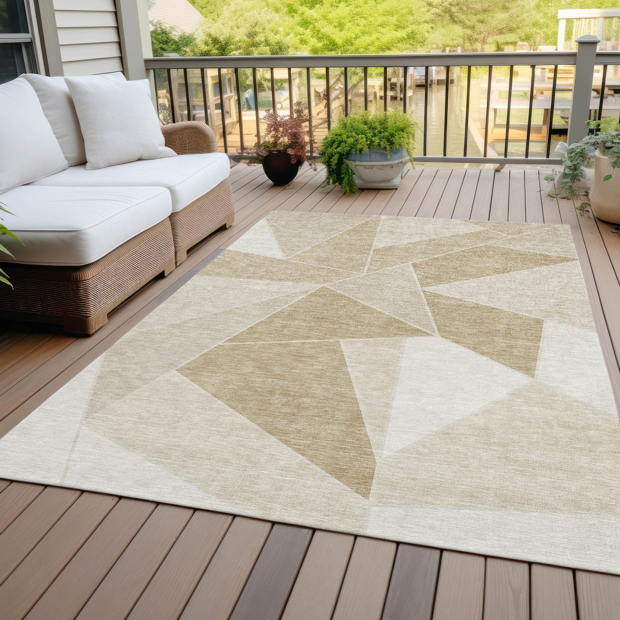 Addison Rugs Gentle Waves Beige Washable Indoor-Outdoor Rug