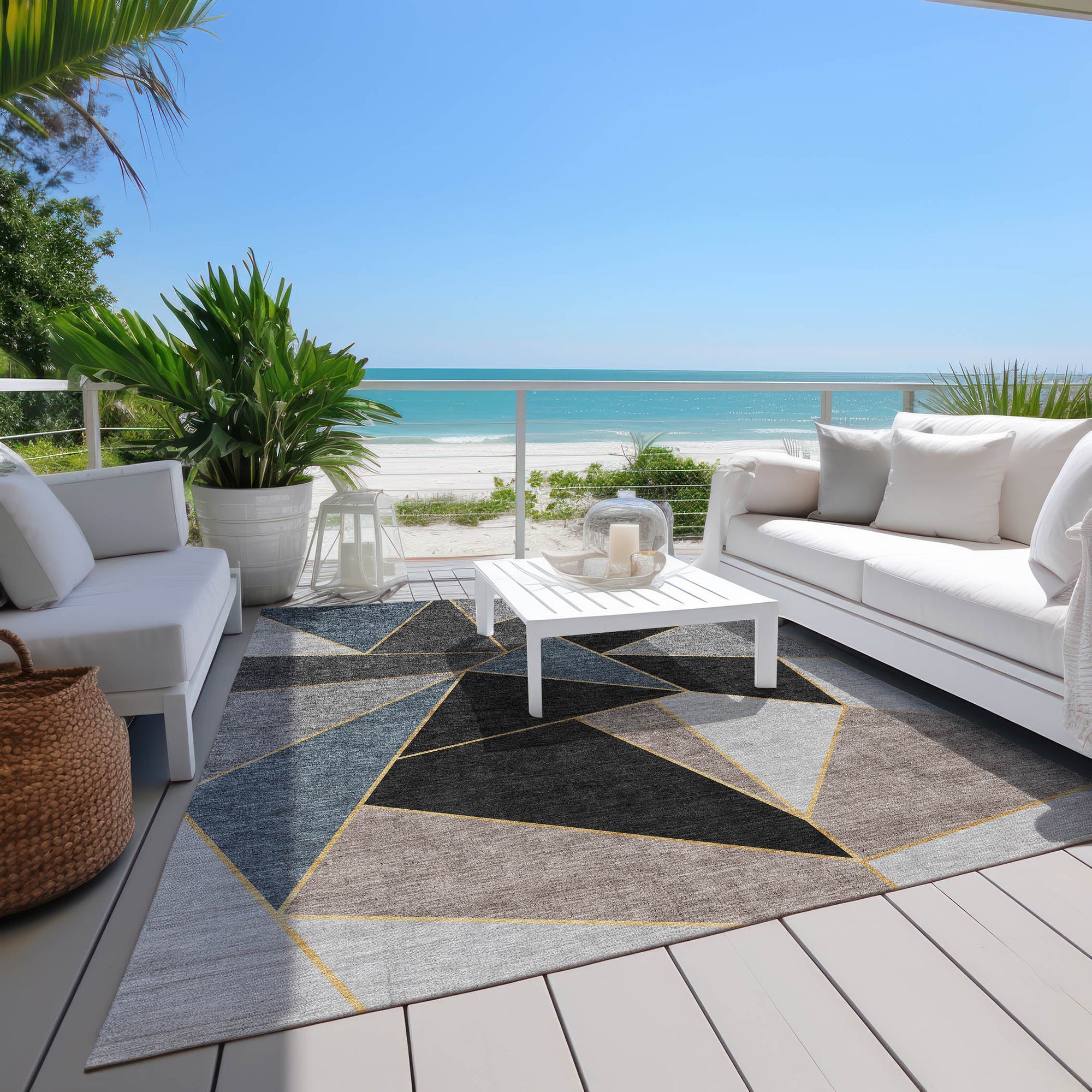 Addison Rugs Gentle Waves Blue Washable Indoor-Outdoor Rug