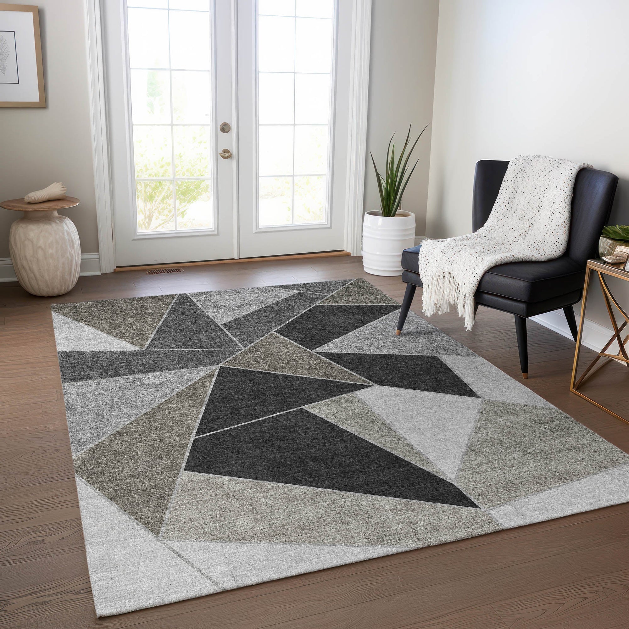 Addison Rugs Gentle Waves Chocolate Washable Indoor-Outdoor Rug