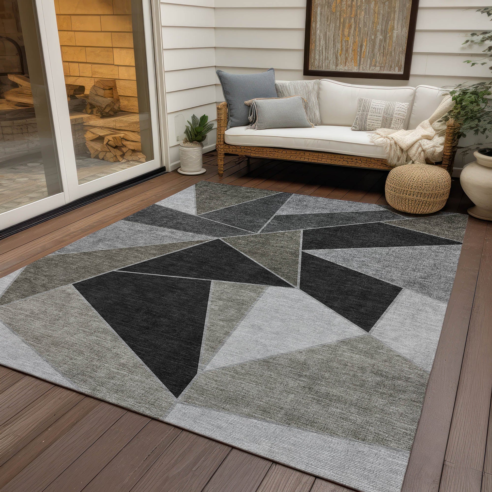 Addison Rugs Gentle Waves Chocolate Washable Indoor-Outdoor Rug