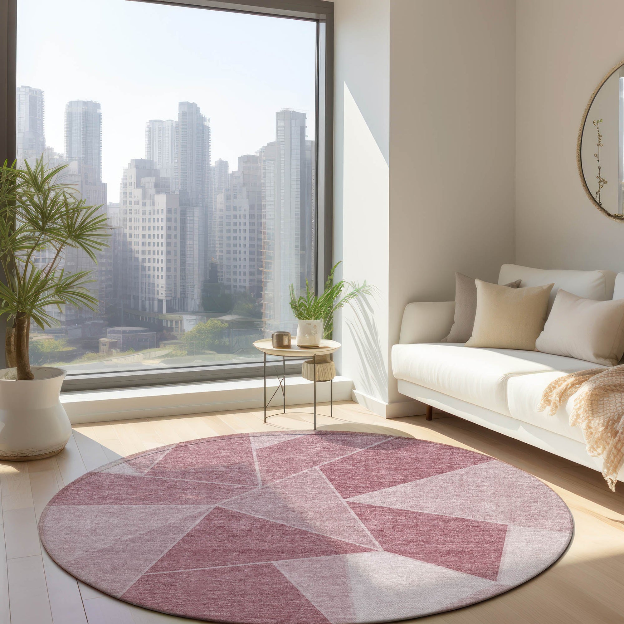 Addison Rugs Gentle Waves Pink Washable Indoor-Outdoor Rug