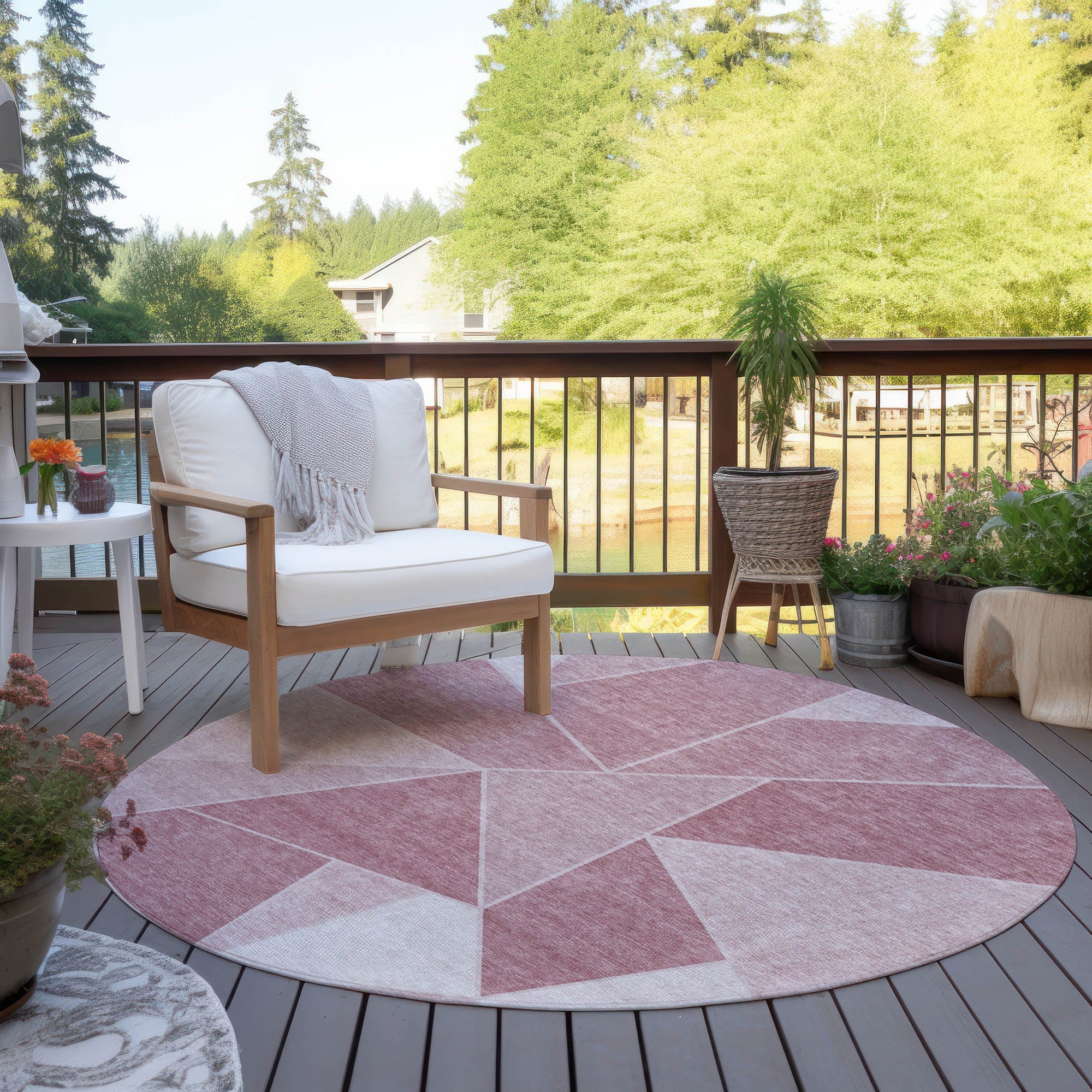 Addison Rugs Gentle Waves Pink Washable Indoor-Outdoor Rug
