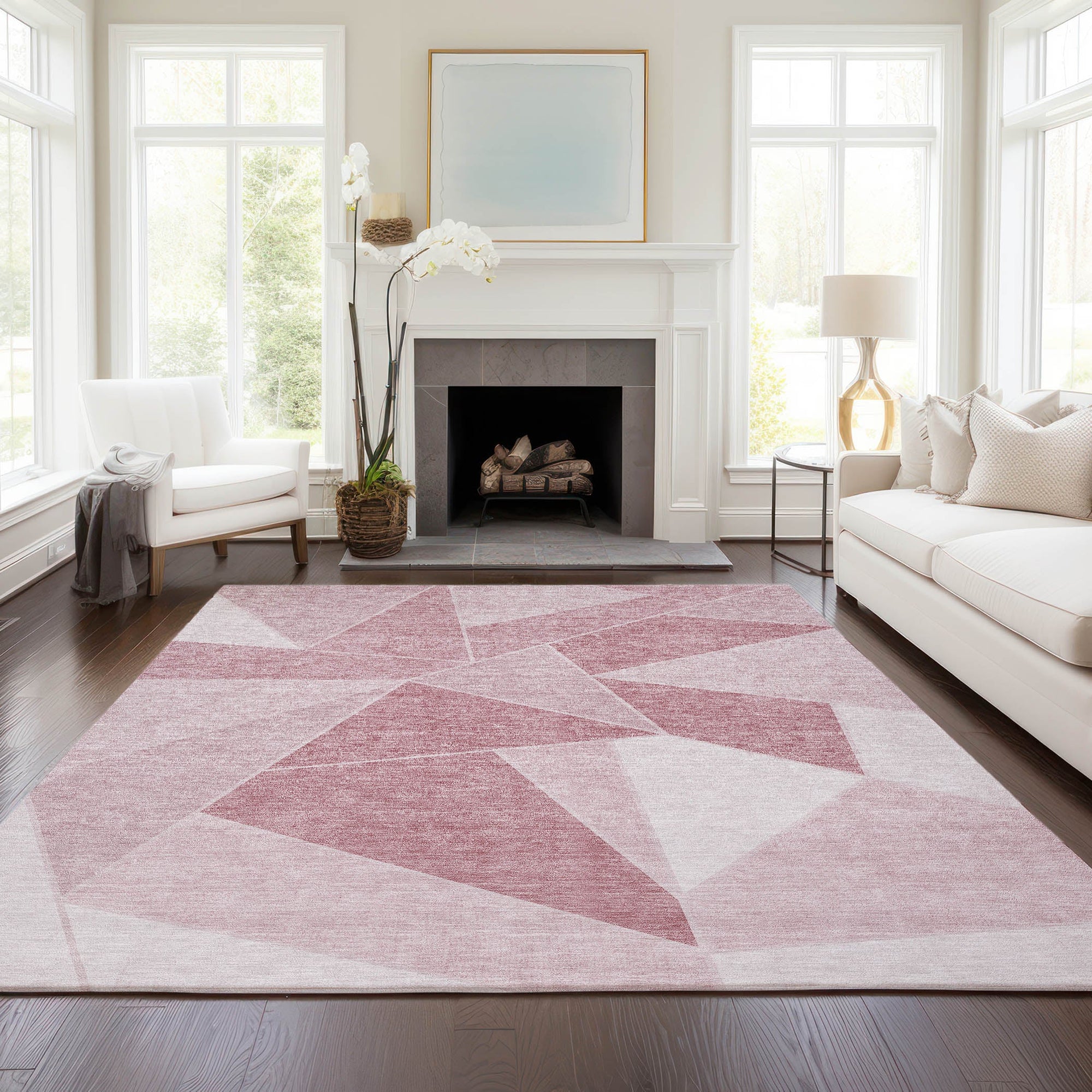 Addison Rugs Gentle Waves Pink Washable Indoor-Outdoor Rug