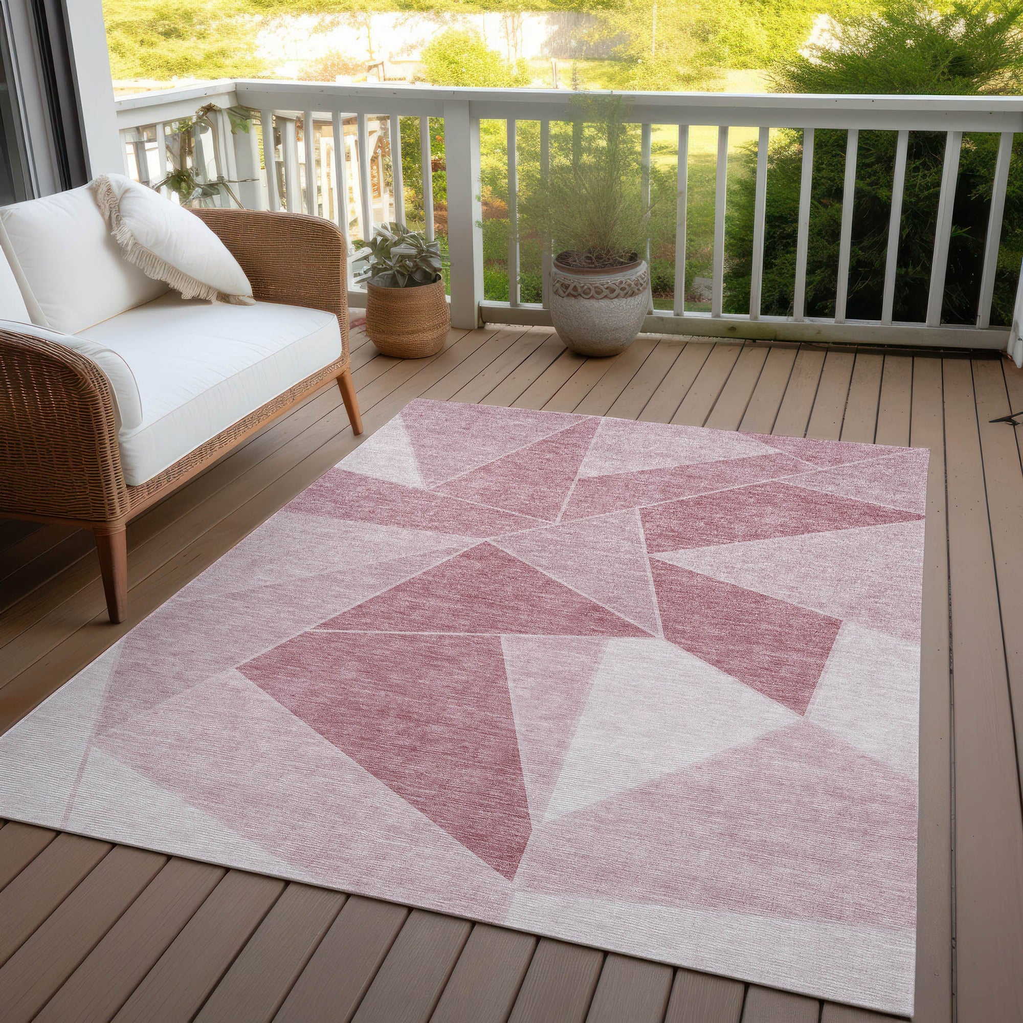 Addison Rugs Gentle Waves Pink Washable Indoor-Outdoor Rug