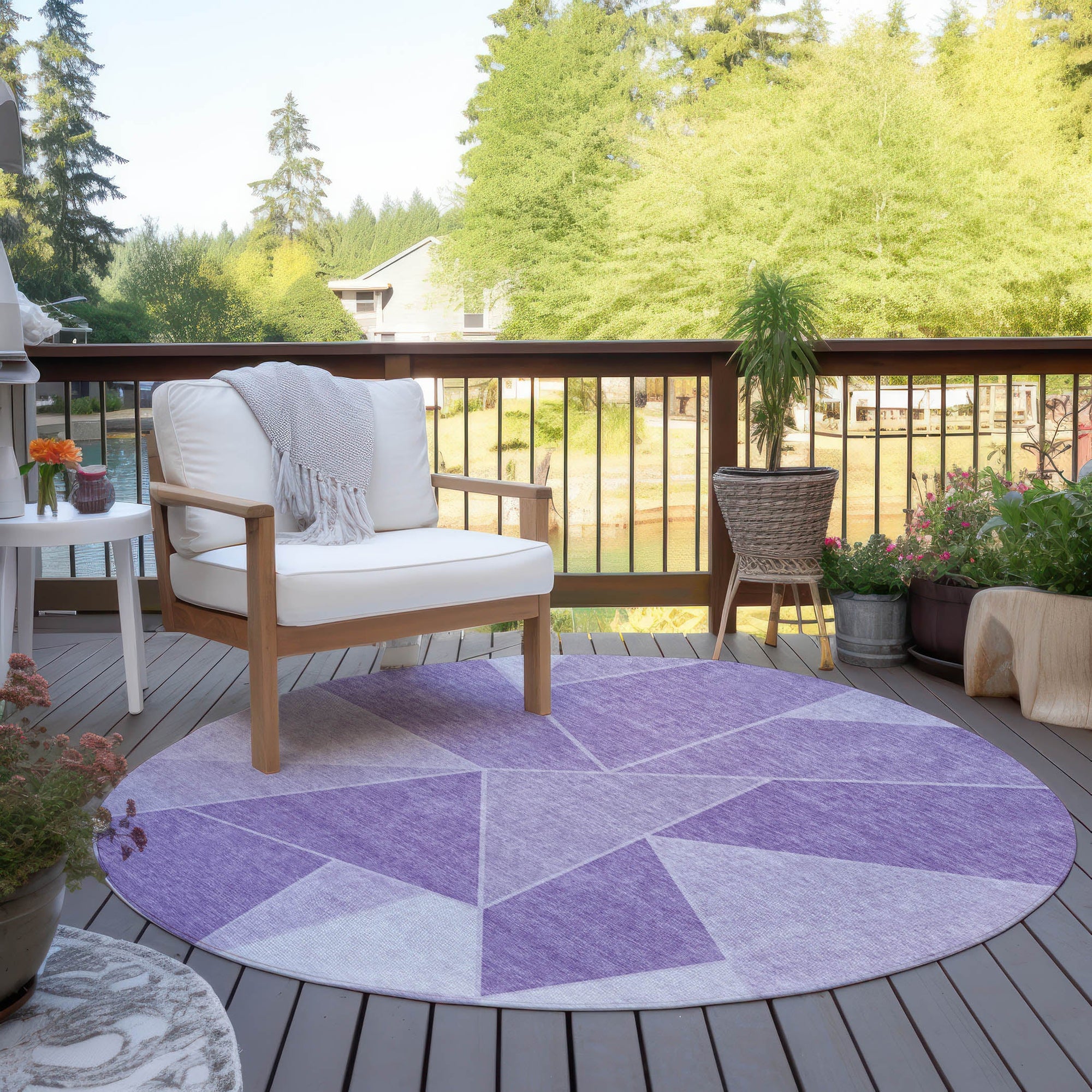 Addison Rugs Gentle Waves Lilac Washable Indoor-Outdoor Rug