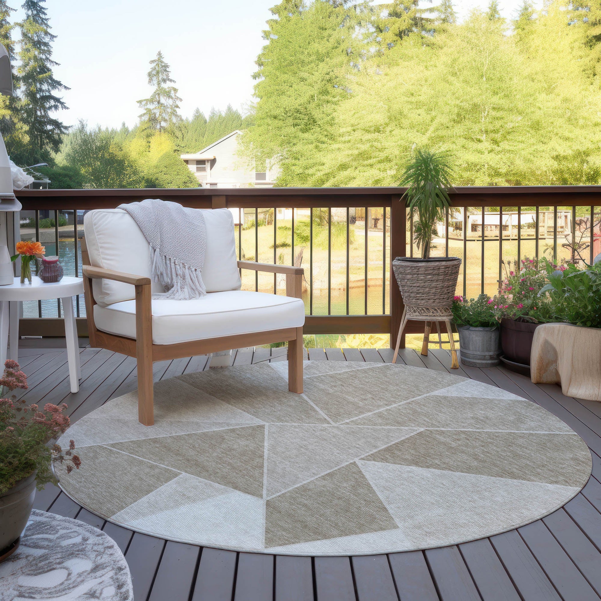 Addison Rugs Gentle Waves Taupe Washable Indoor-Outdoor Rug