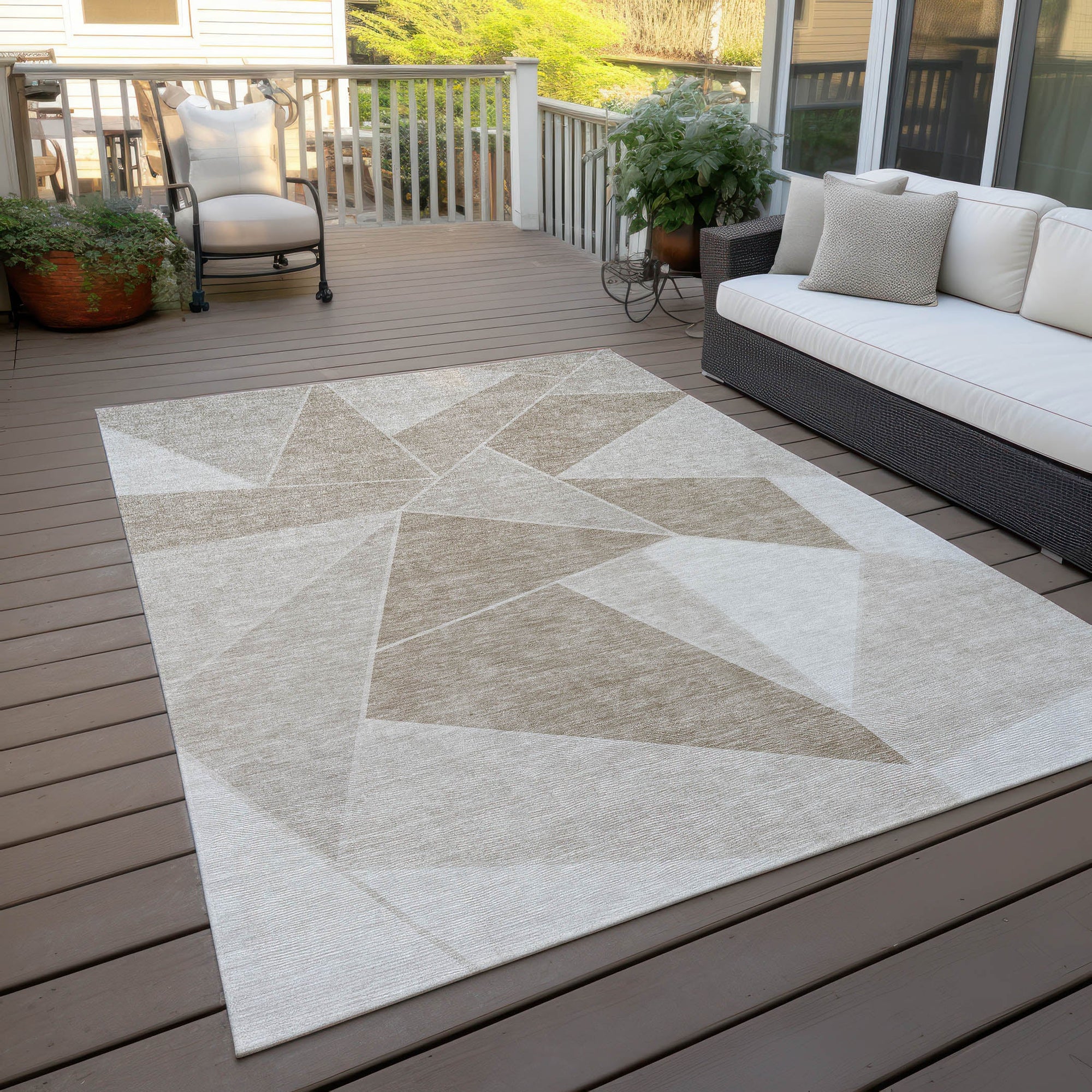 Addison Rugs Gentle Waves Taupe Washable Indoor-Outdoor Rug