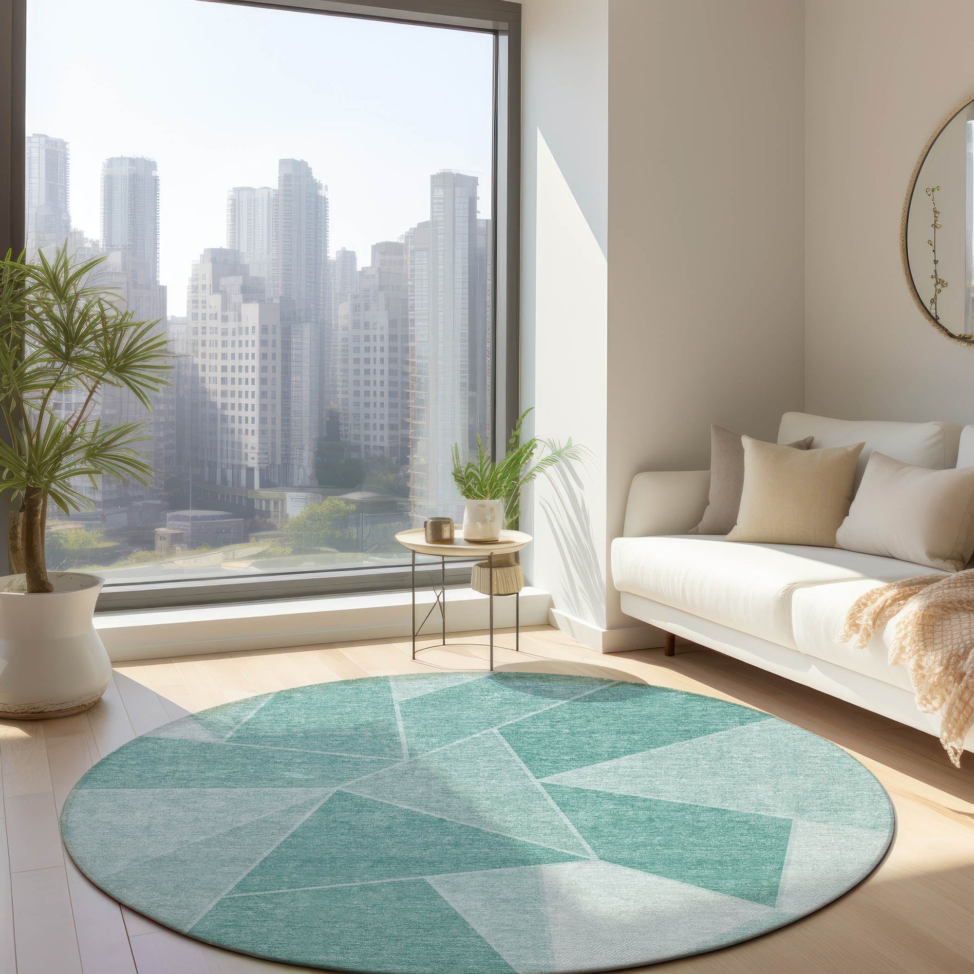 Addison Rugs Gentle Waves Teal Washable Indoor-Outdoor Rug