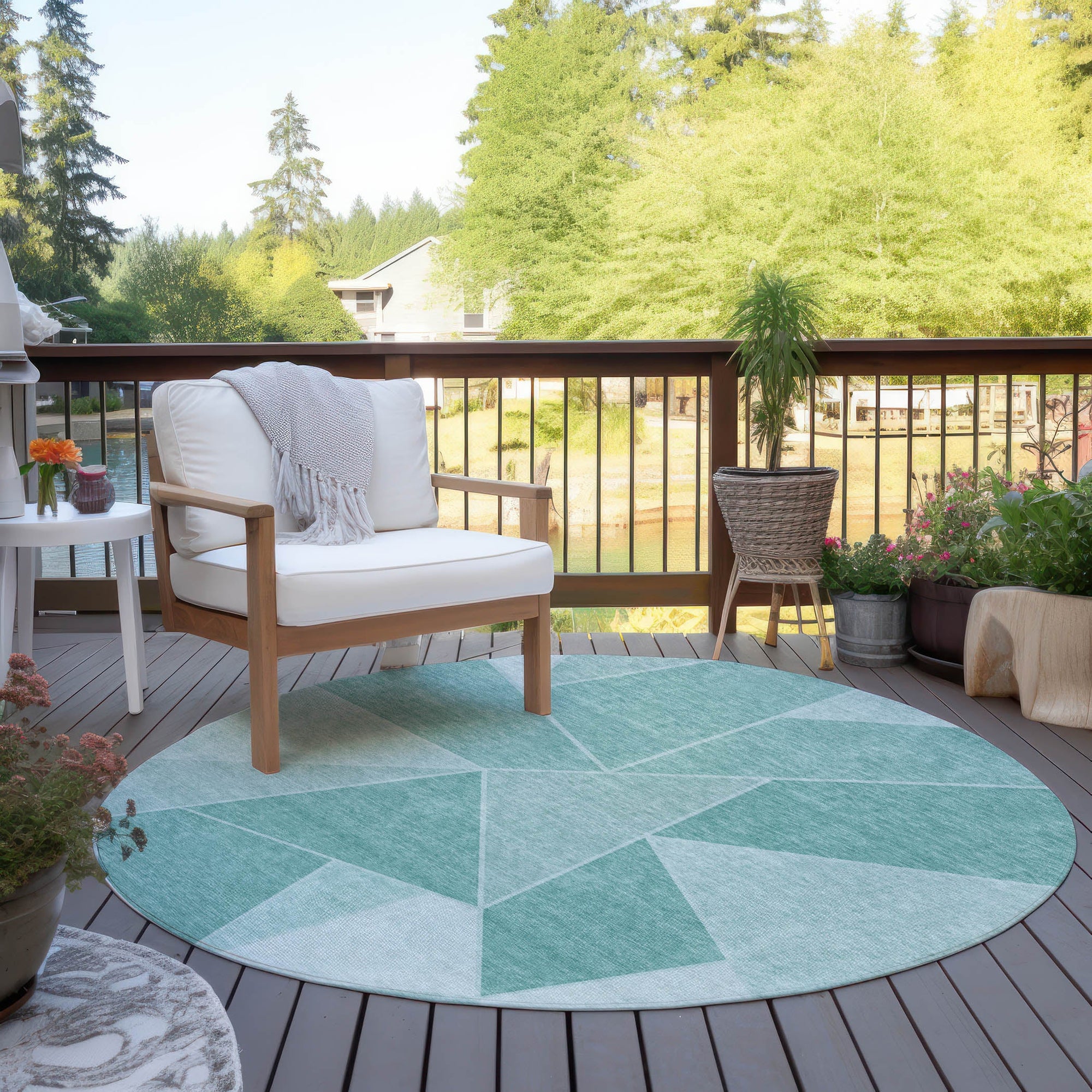 Addison Rugs Gentle Waves Teal Washable Indoor-Outdoor Rug