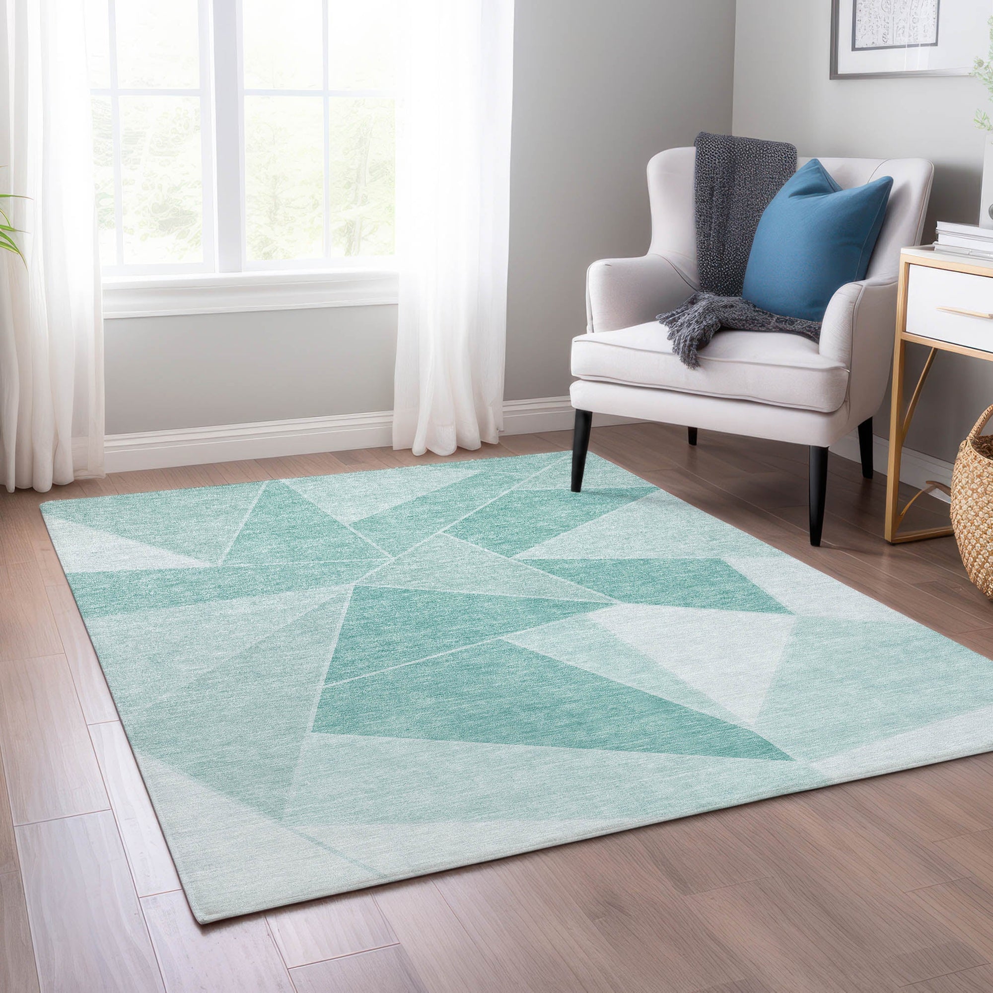 Addison Rugs Gentle Waves Teal Washable Indoor-Outdoor Rug
