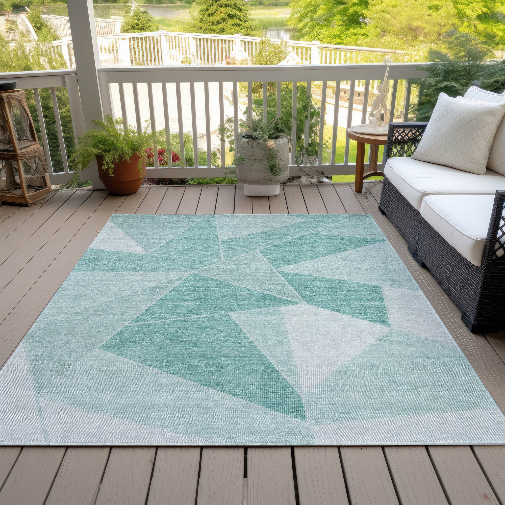 Addison Rugs Gentle Waves Teal Washable Indoor-Outdoor Rug