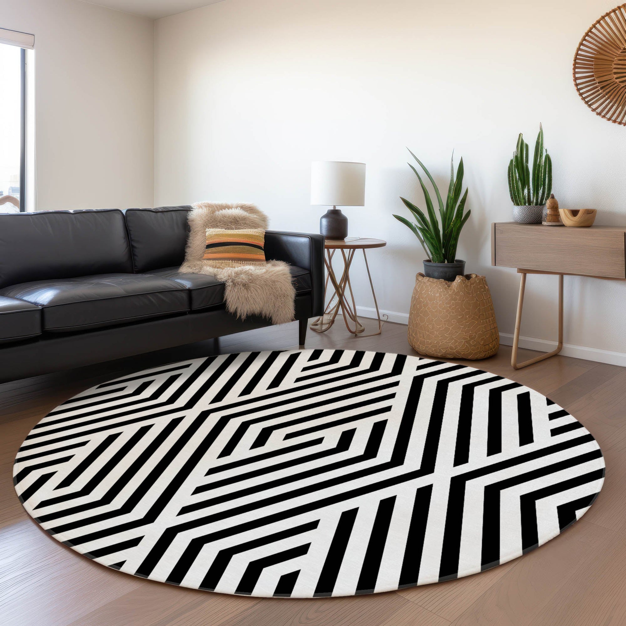 Addison Rugs Geometric Black Washable Indoor-Outdoor Rug