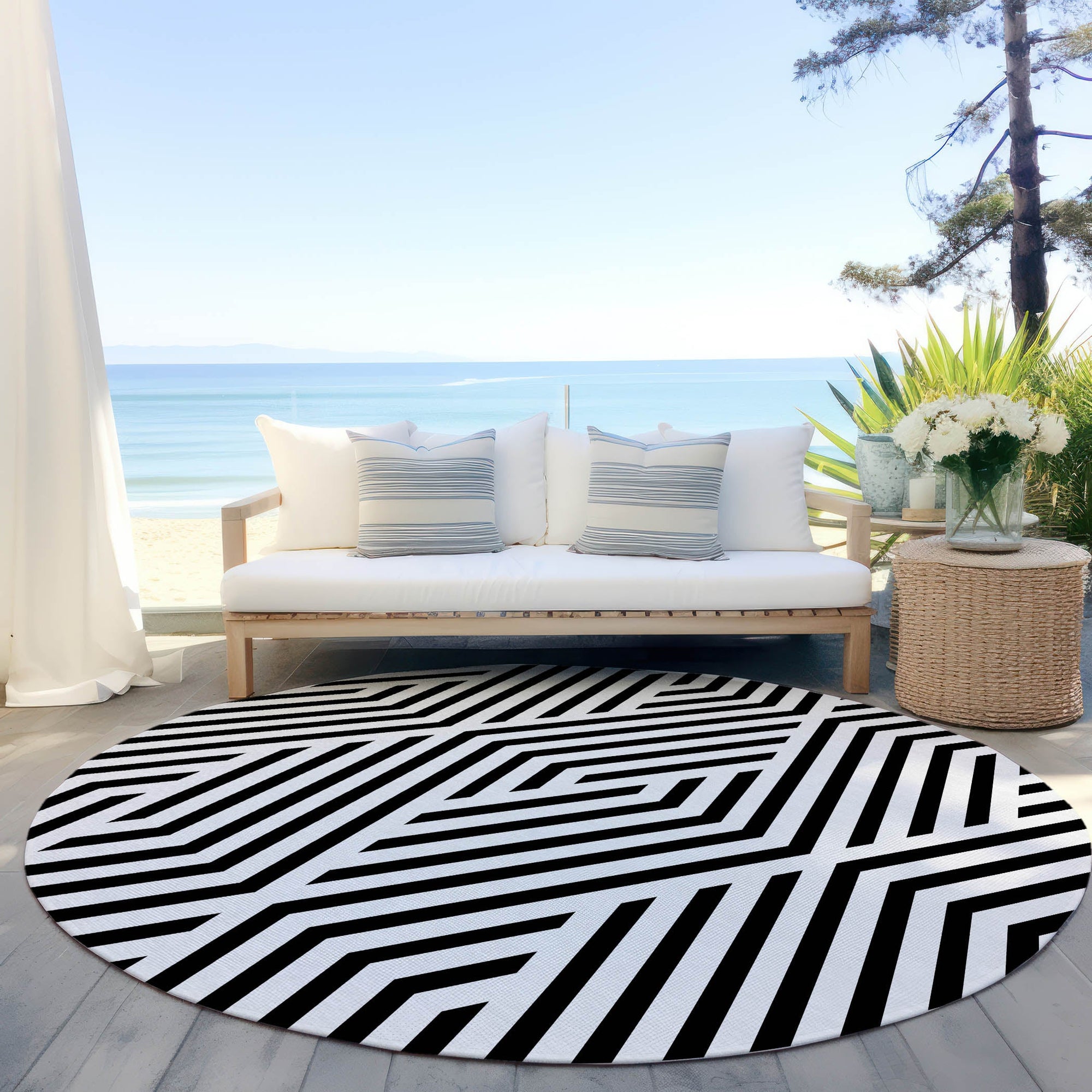 Addison Rugs Geometric Black Washable Indoor-Outdoor Rug