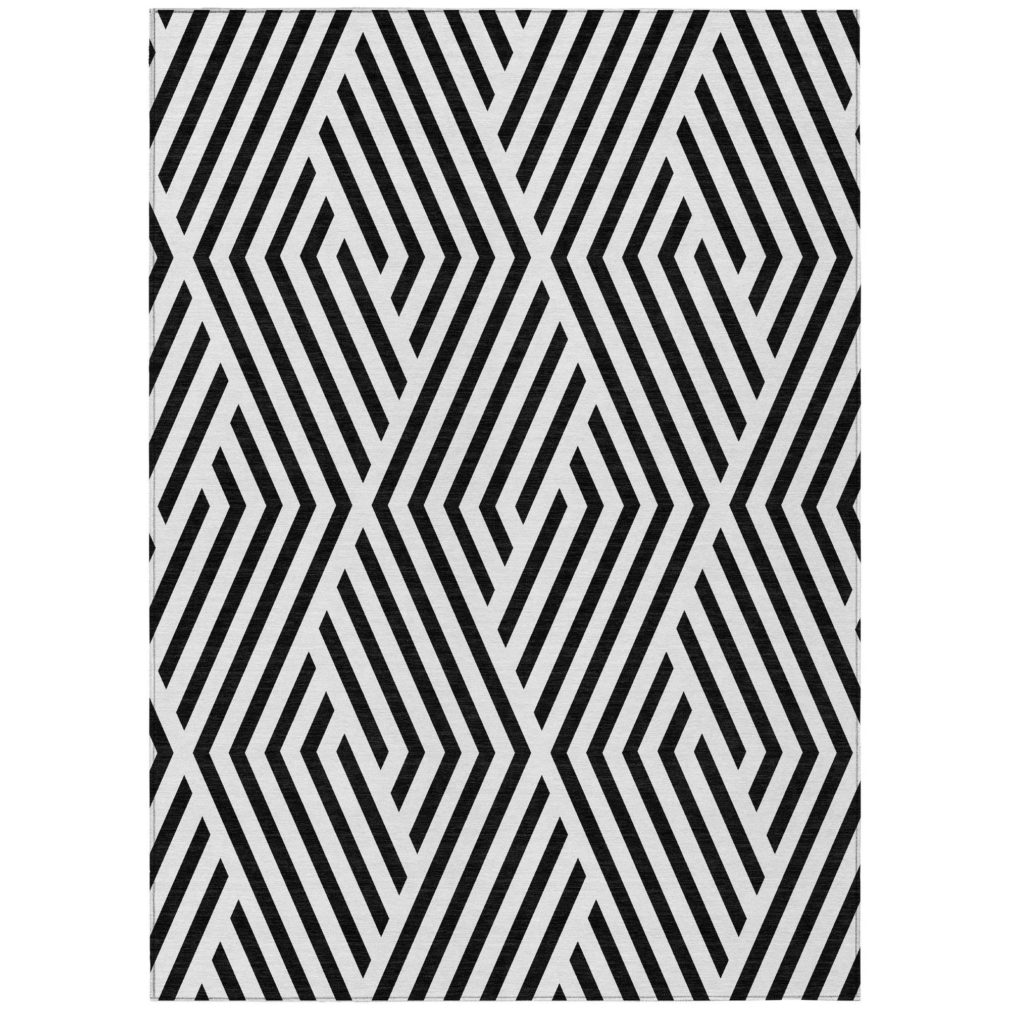Addison Rugs Geometric Black Washable Indoor-Outdoor Rug