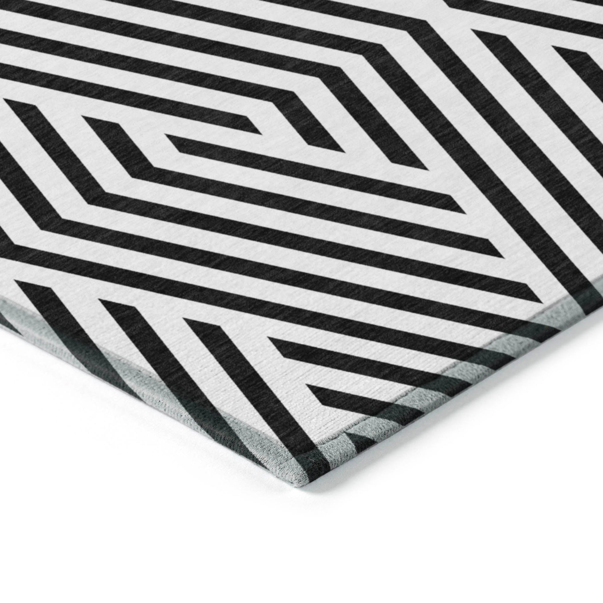 Addison Rugs Geometric Black Washable Indoor-Outdoor Rug