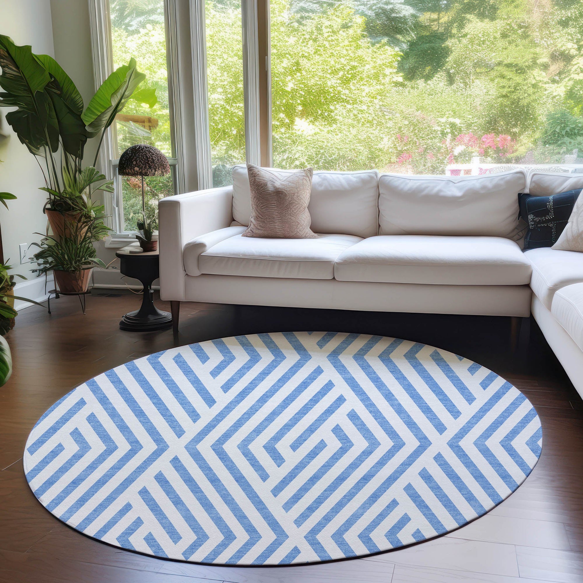 Addison Rugs Geometric Blue Washable Indoor-Outdoor Rug