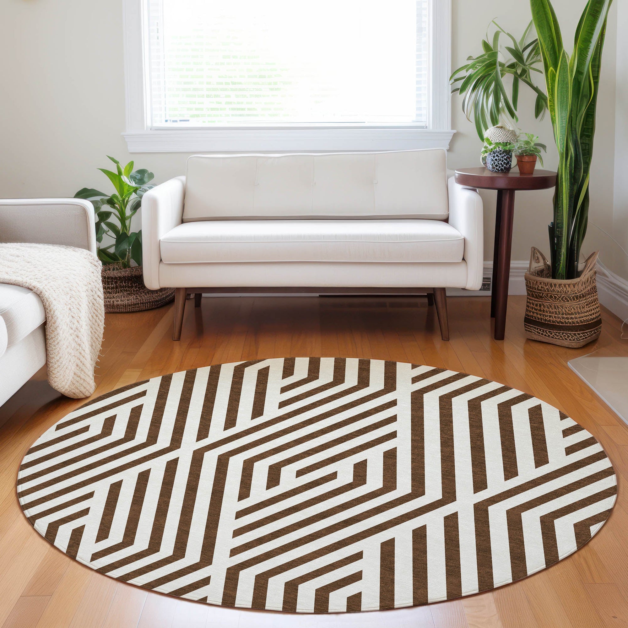 Addison Rugs Geometric Brown Washable Indoor-Outdoor Rug