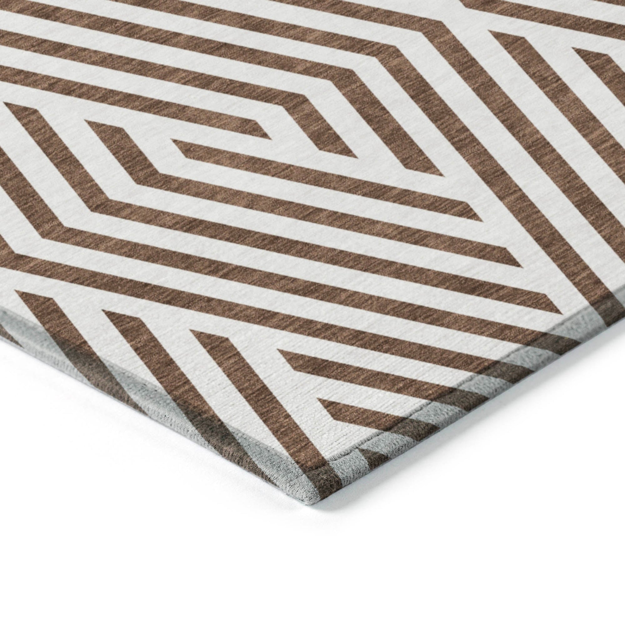 Addison Rugs Geometric Brown Washable Indoor-Outdoor Rug