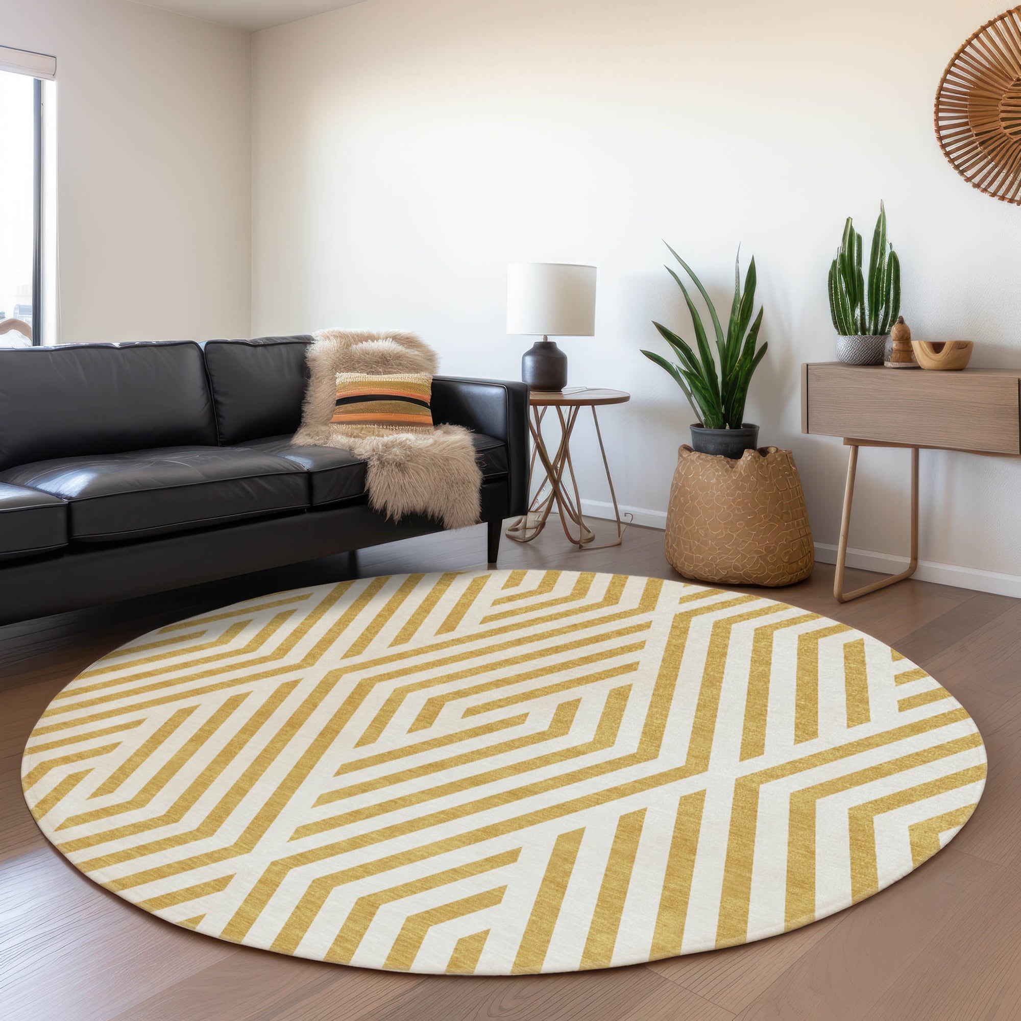 Addison Rugs Geometric Gold Washable Indoor-Outdoor Rug