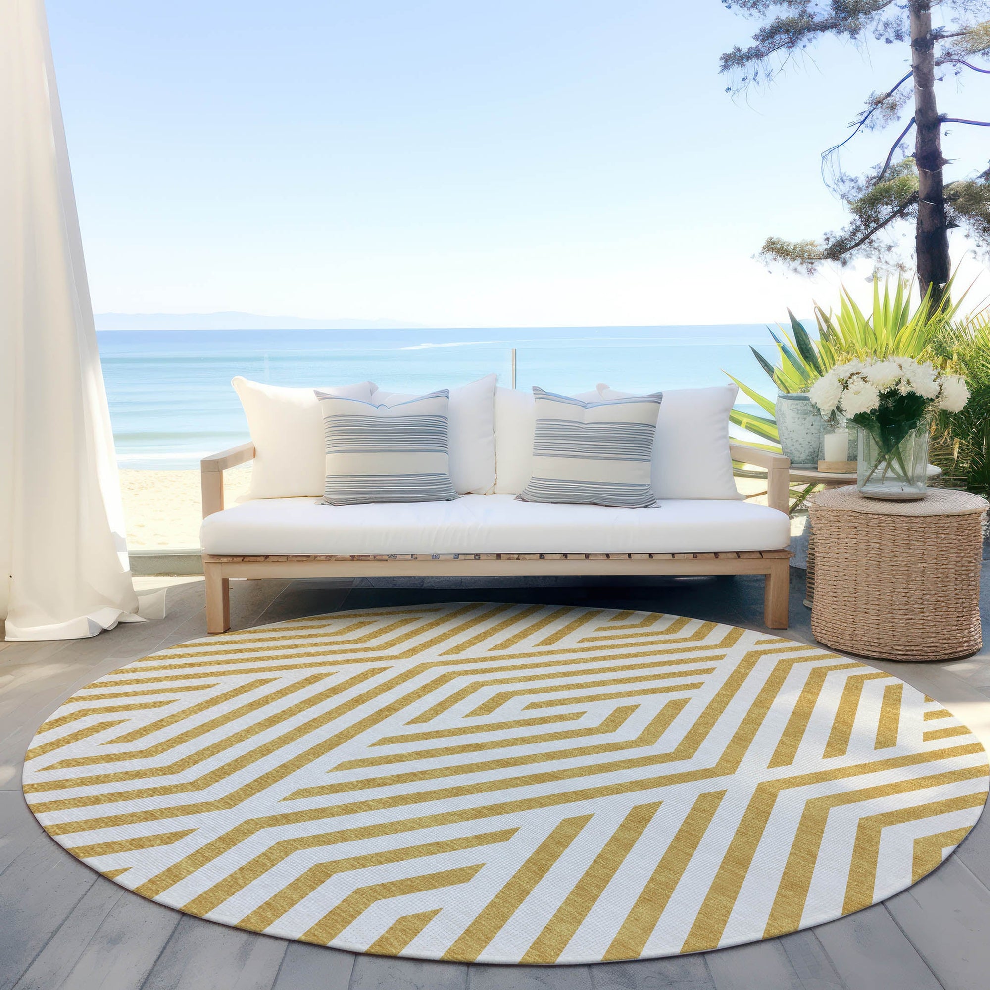 Addison Rugs Geometric Gold Washable Indoor-Outdoor Rug